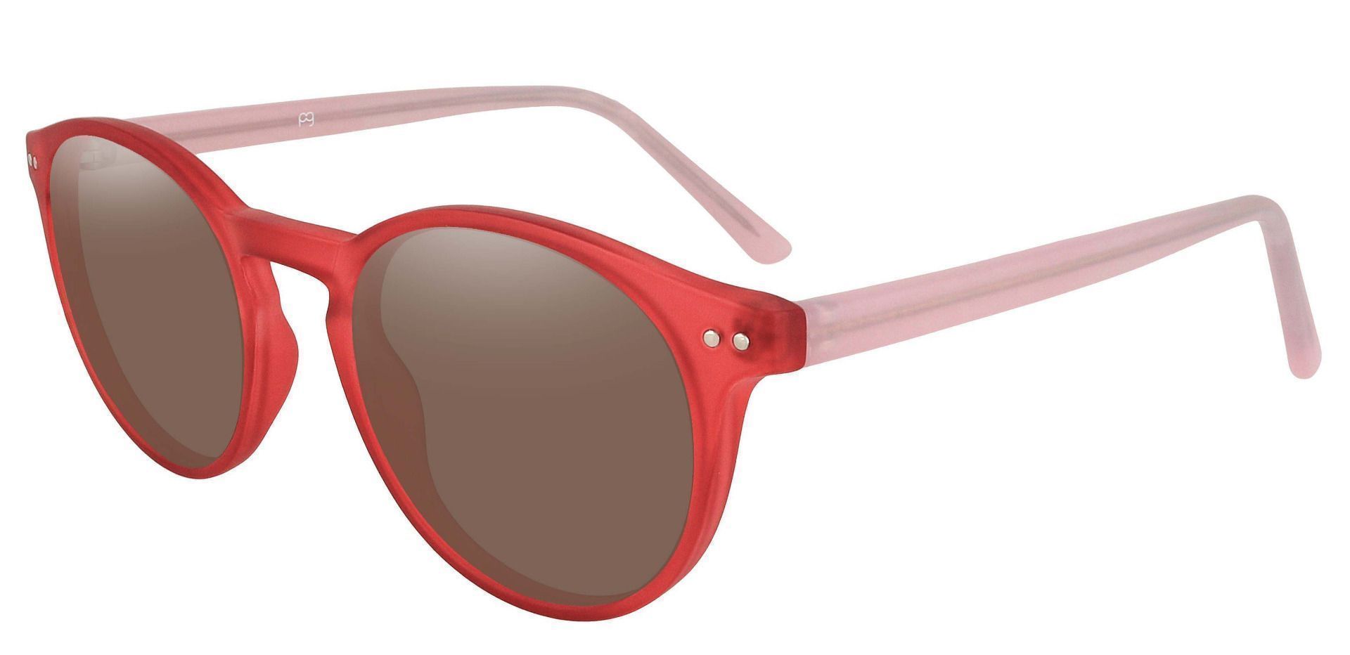 Harmony Oval Prescription Sunglasses - Red Frame With Brown Lenses