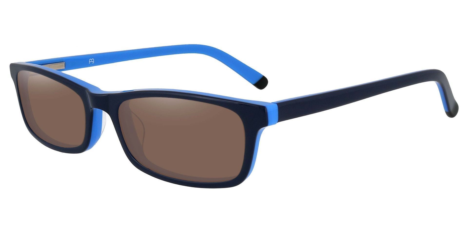 Palisades Rectangle Single Vision Sunglasses - Blue Frame With Brown Lenses