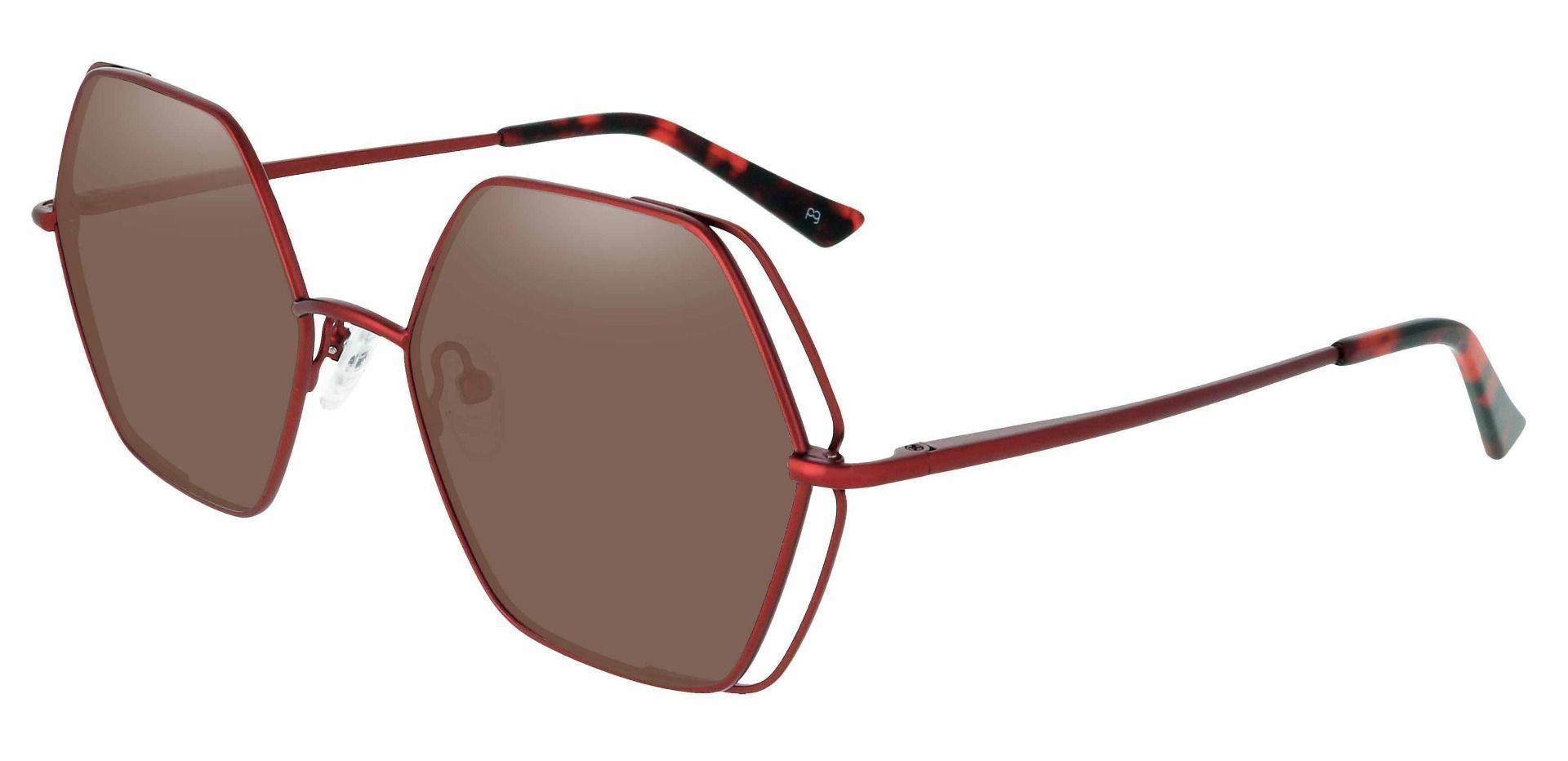 Hawley Geometric Lined Bifocal Sunglasses - Red Frame With Brown Lenses