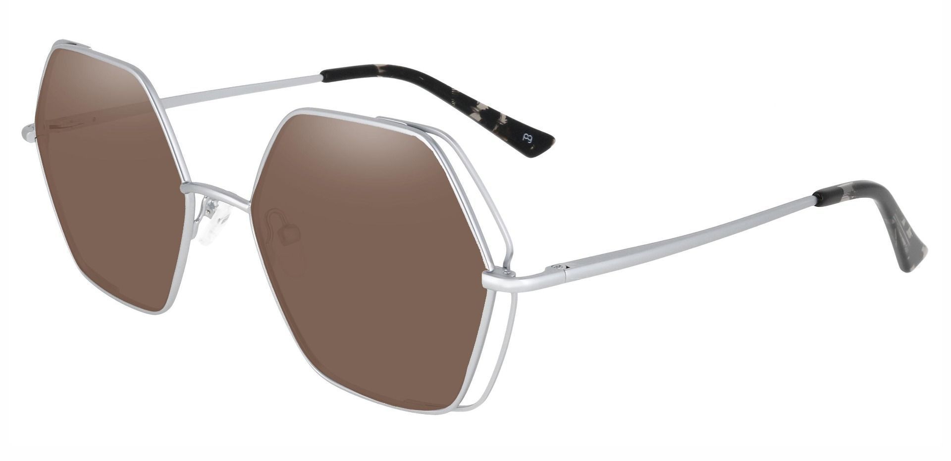 Hawley Geometric Reading Sunglasses - Silver Frame With Brown Lenses