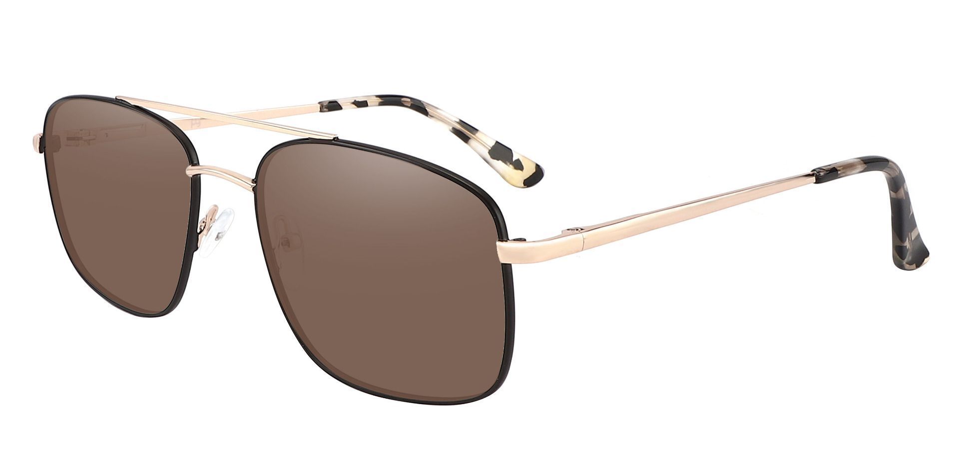 Hiram Aviator Prescription Sunglasses - Black Frame With Brown Lenses
