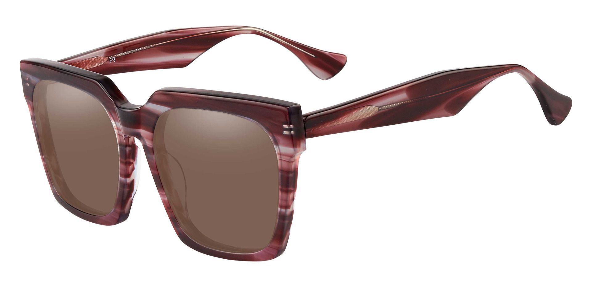 Harlan Square Progressive Sunglasses - Striped Frame With Brown Lenses