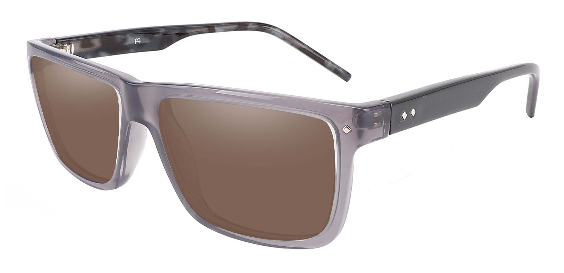 Marietta Rectangle Non-Rx Sunglasses - Gray Frame With Brown Lenses