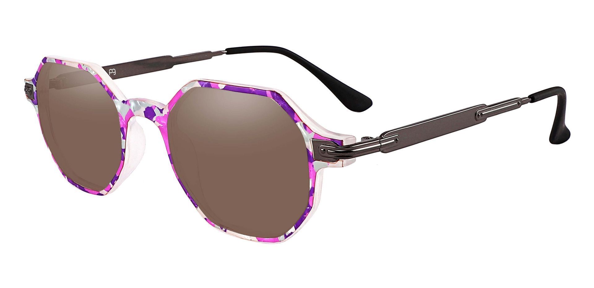 Bogart Geometric Progressive Sunglasses - Purple Frame With Brown Lenses