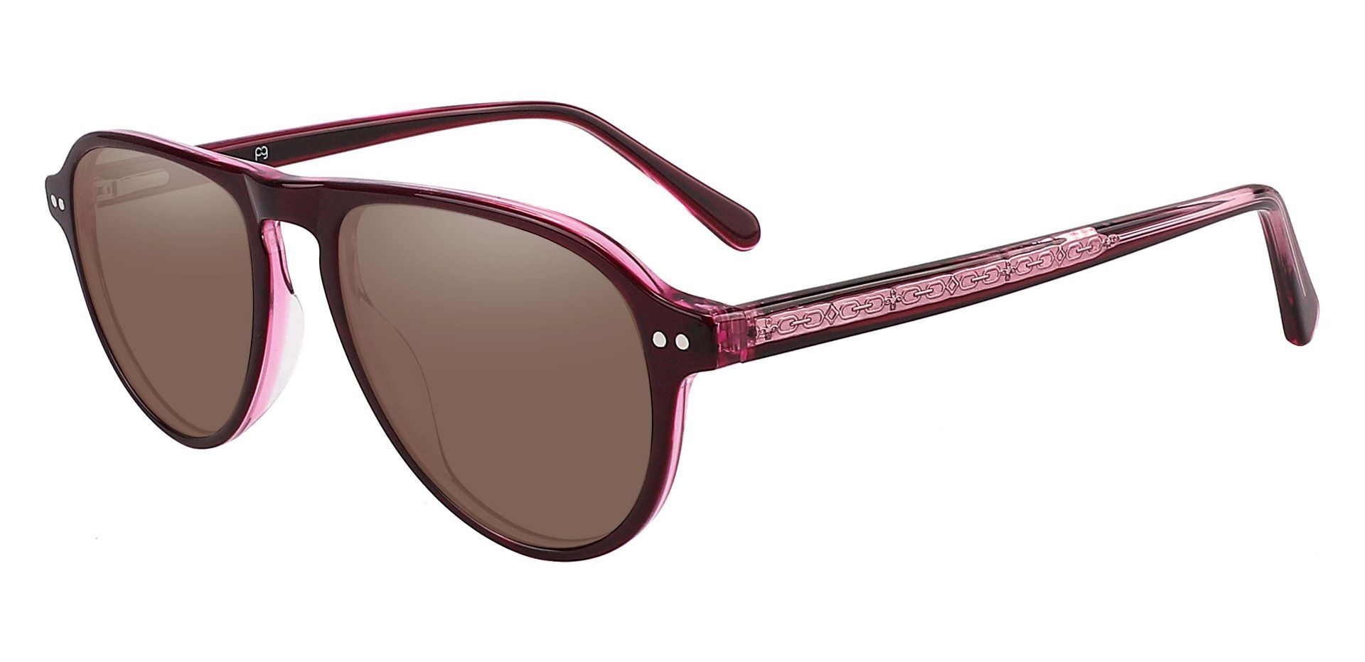 Durham Aviator Lined Bifocal Sunglasses - Purple Frame With Brown Lenses
