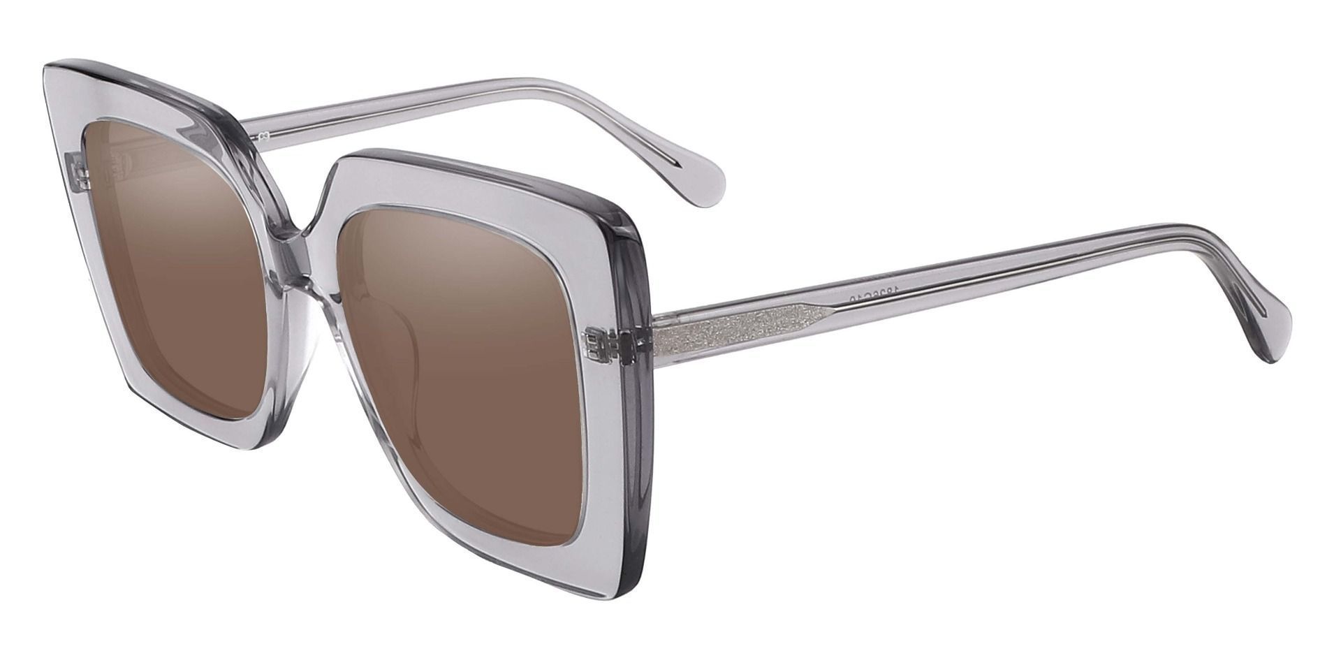 Rowland Square Reading Sunglasses - Gray Frame With Brown Lenses