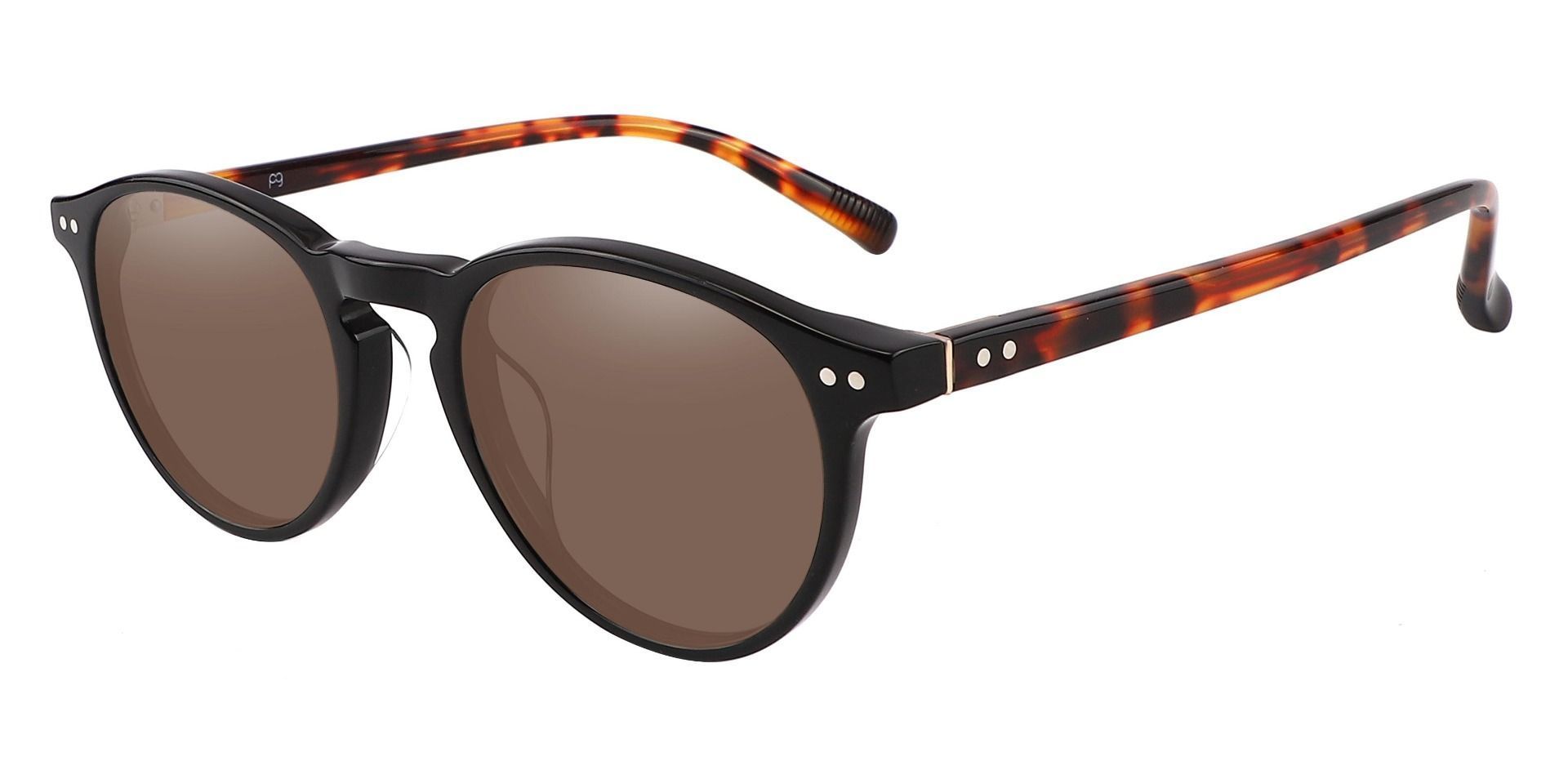 Monarch Oval Non-Rx Sunglasses - Black Frame With Brown Lenses