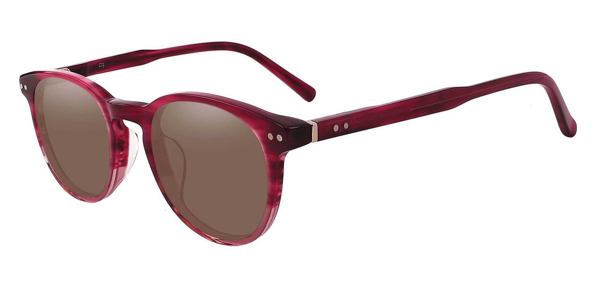 Marianna Oval Non-Rx Sunglasses - Red Frame With Brown Lenses