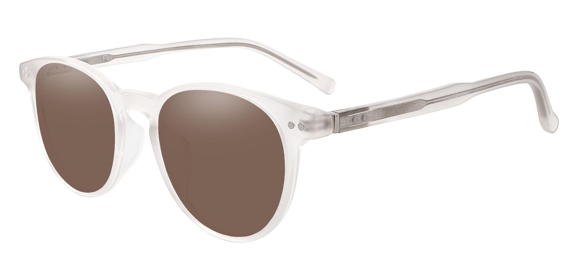 Marianna Oval Progressive Sunglasses - White Frame With Brown Lenses