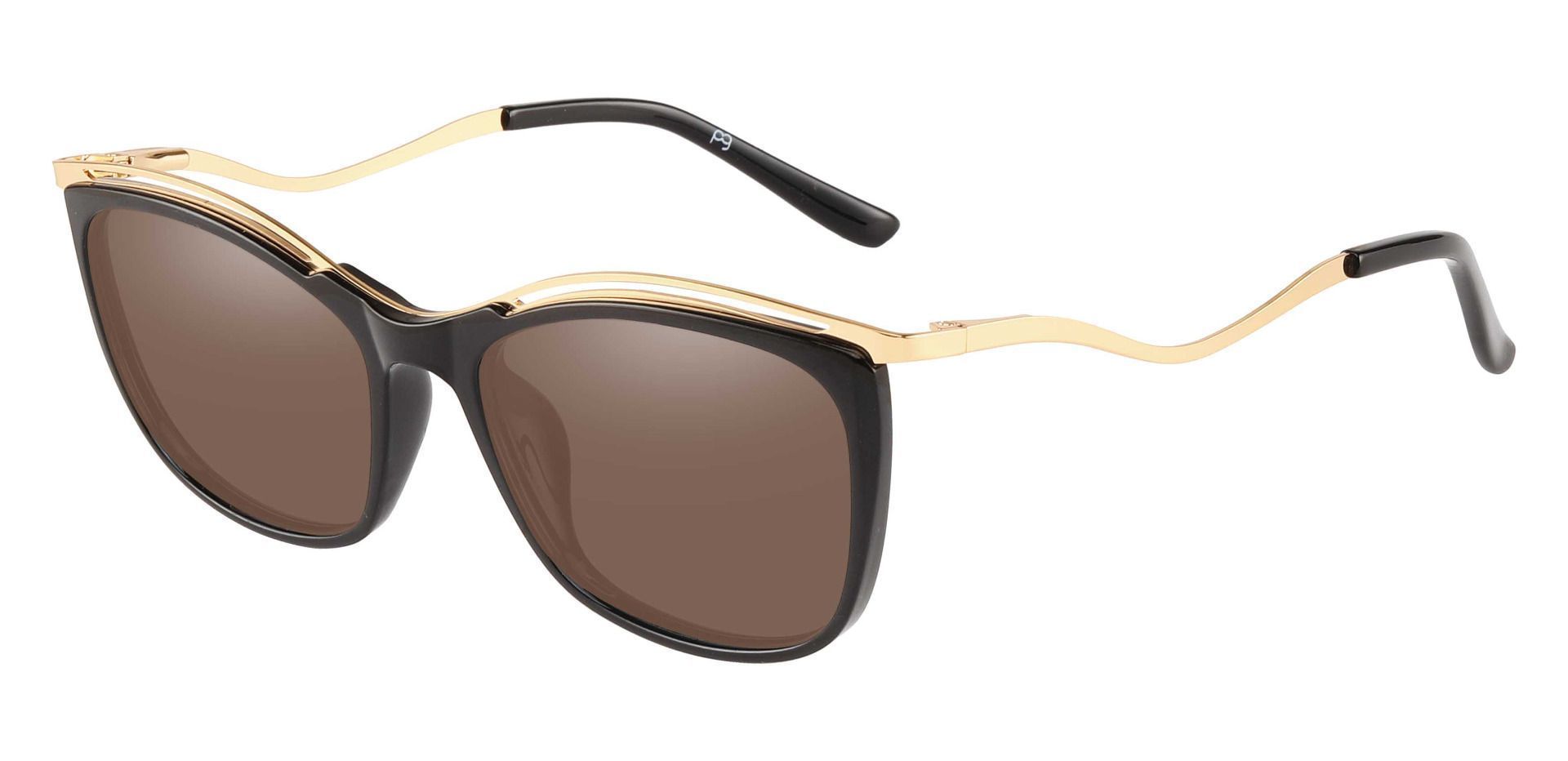 Enola Cat Eye Prescription Sunglasses - Black Frame With Brown Lenses