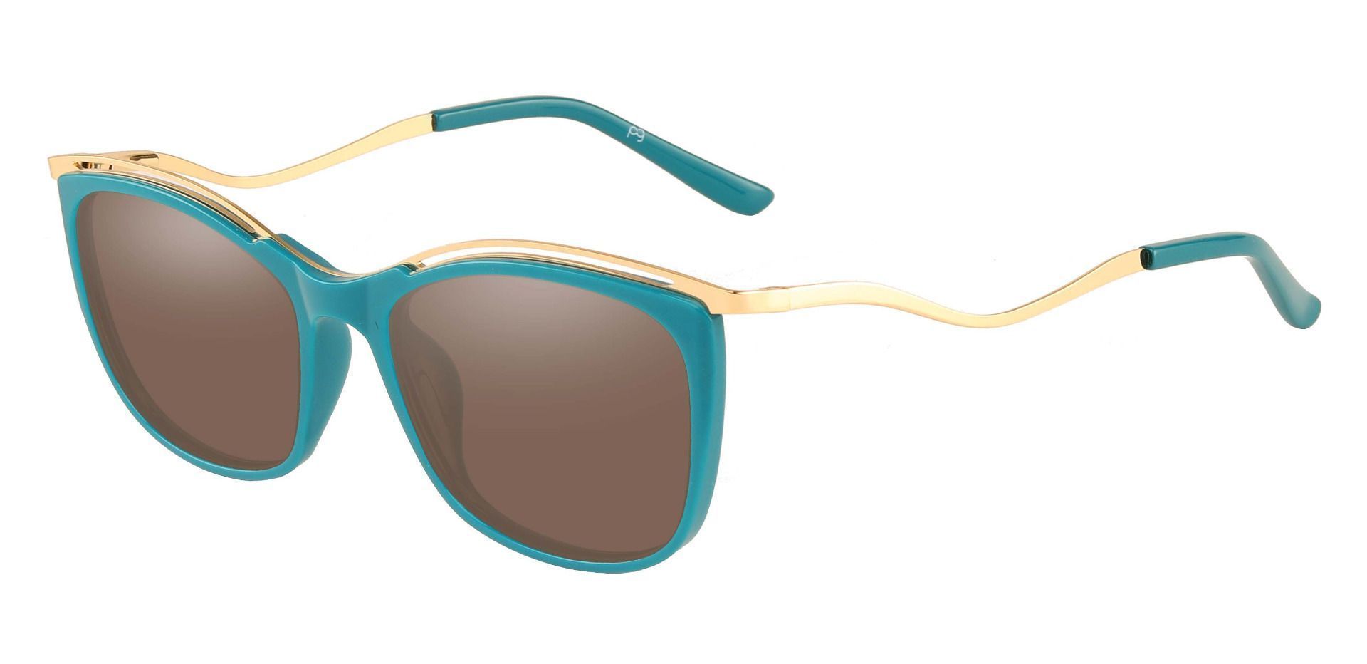 Enola Cat Eye Progressive Sunglasses - Green Frame With Brown Lenses