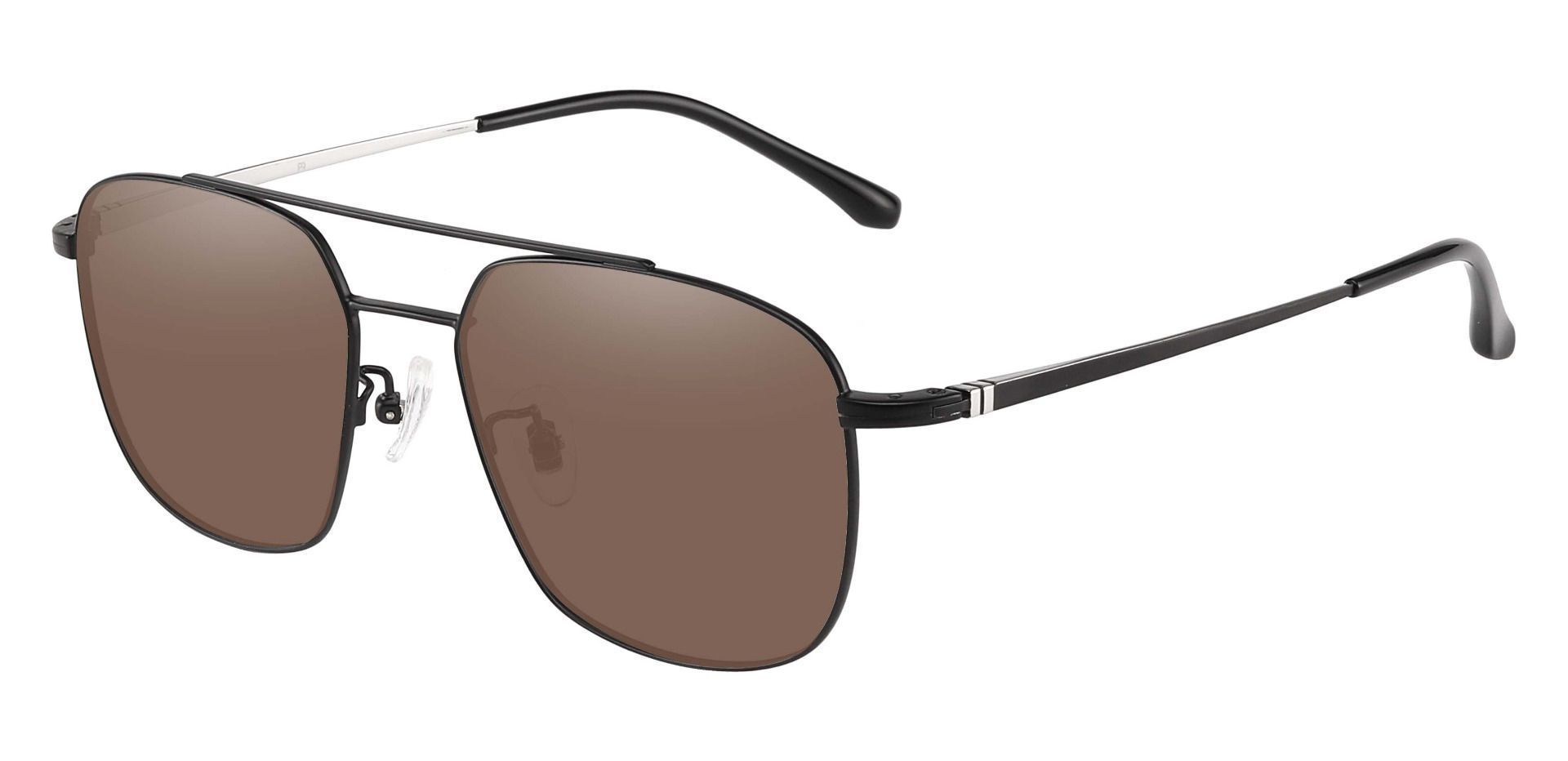 Trevor Aviator Non-Rx Sunglasses - Black Frame With Brown Lenses