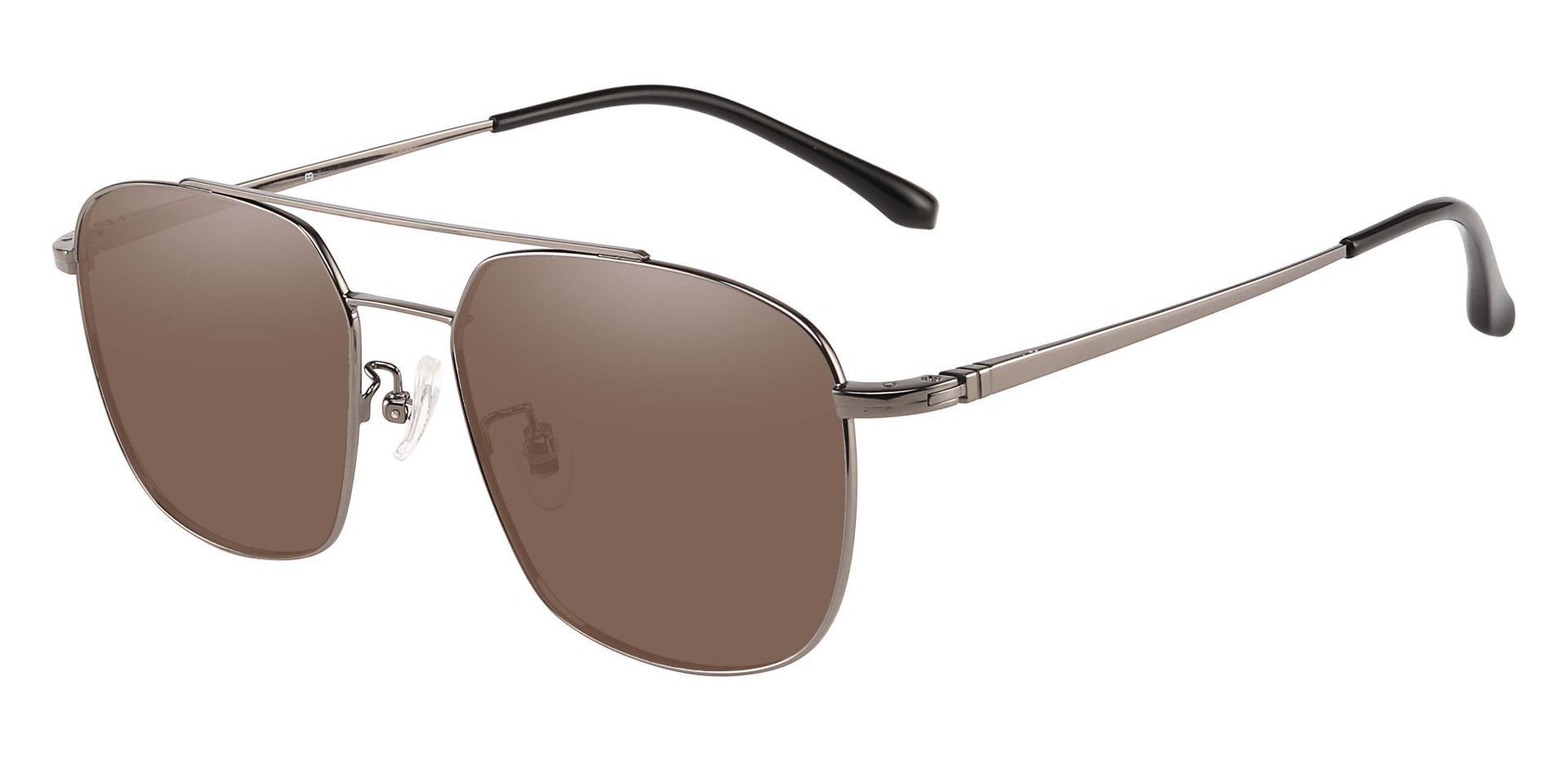 Trevor Aviator Prescription Sunglasses - Gray Frame With Brown Lenses