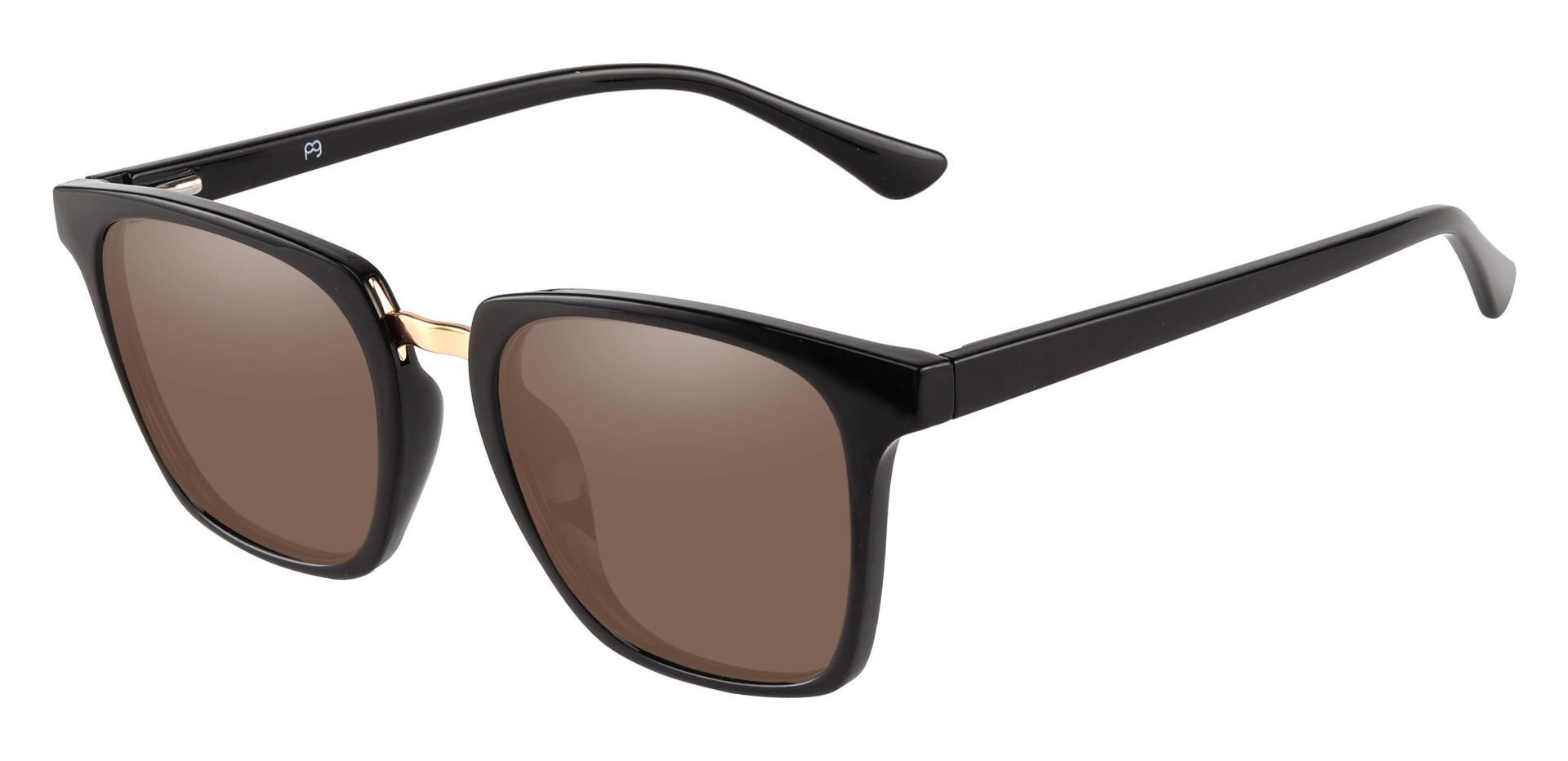 Delta Square Non-Rx Sunglasses - Black Frame With Brown Lenses