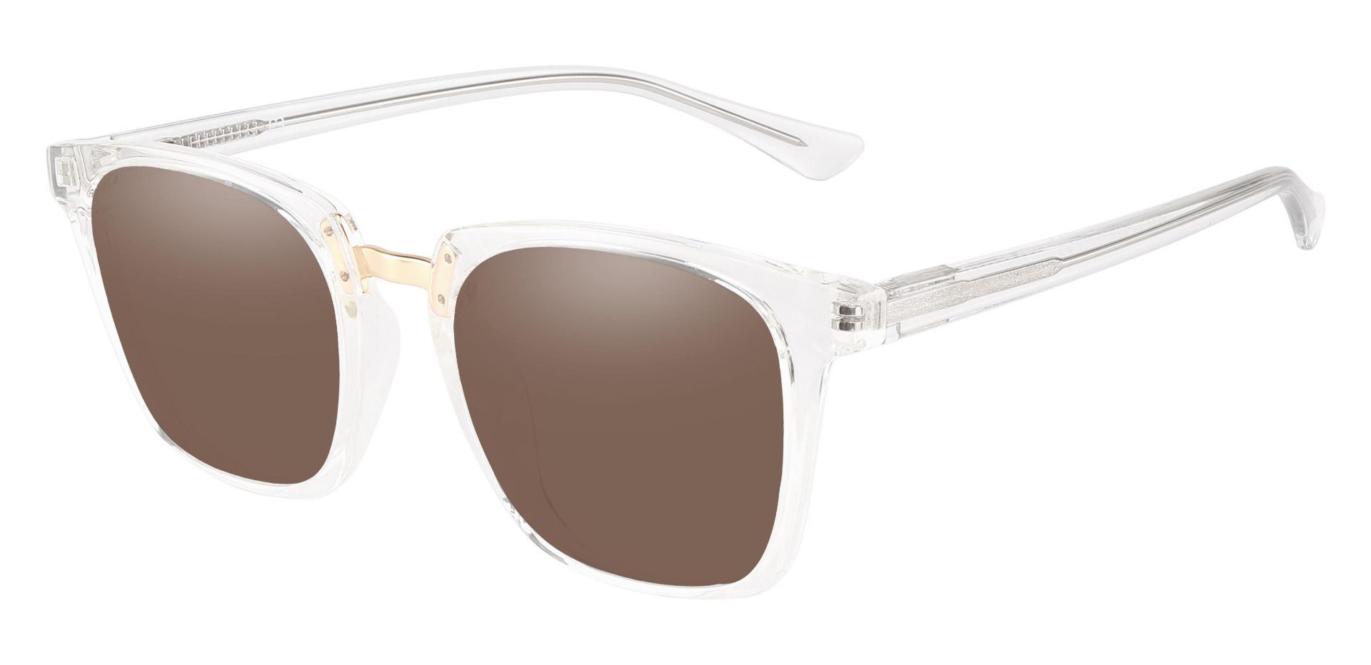 Delta Square Progressive Sunglasses - Clear Frame With Brown Lenses