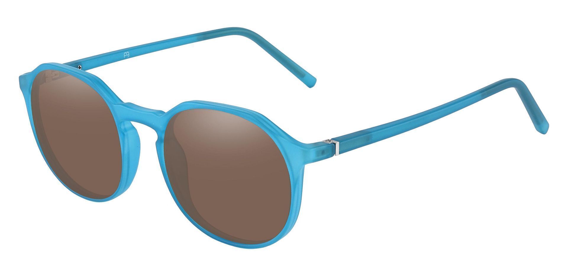 Belvidere Geometric Progressive Sunglasses - Blue Frame With Brown Lenses