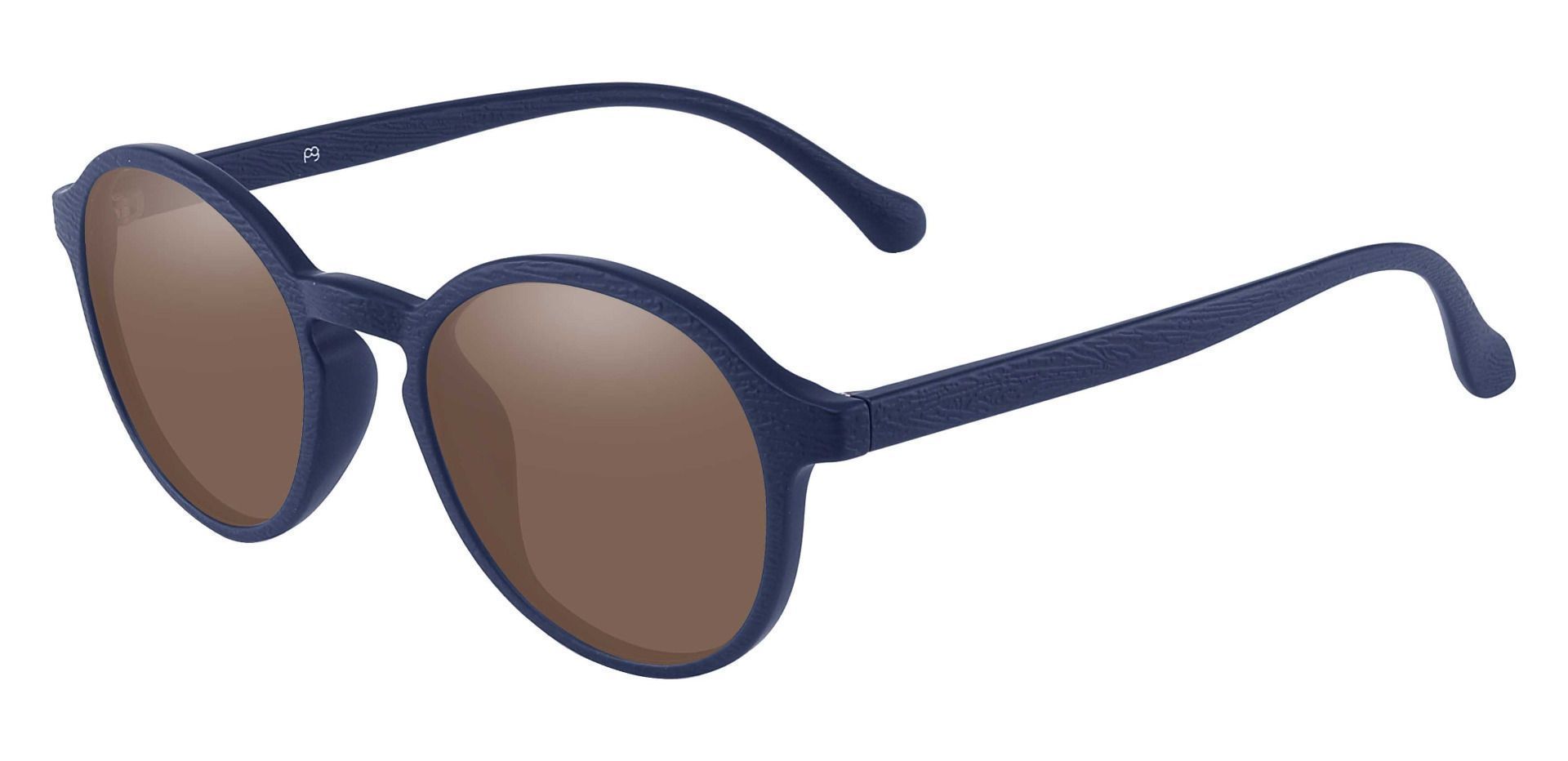 Whitney Round Progressive Sunglasses - Blue Frame With Brown Lenses