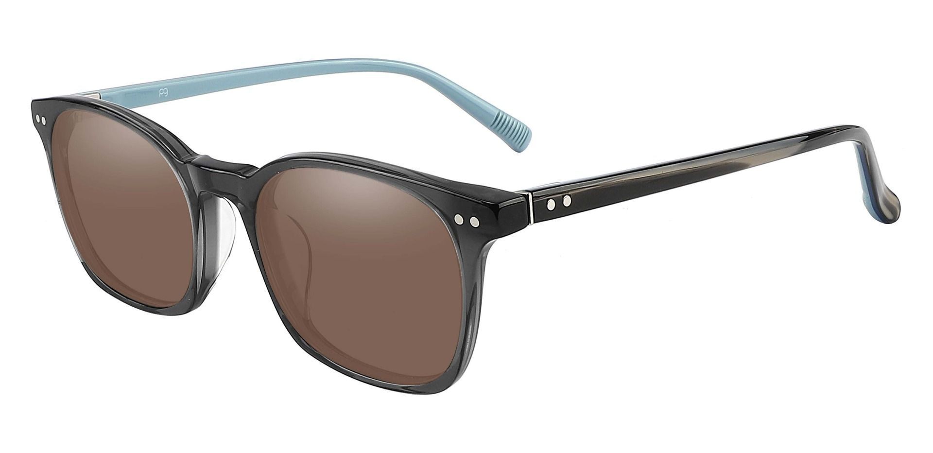 Alonzo Square Reading Sunglasses - Gray Frame With Brown Lenses