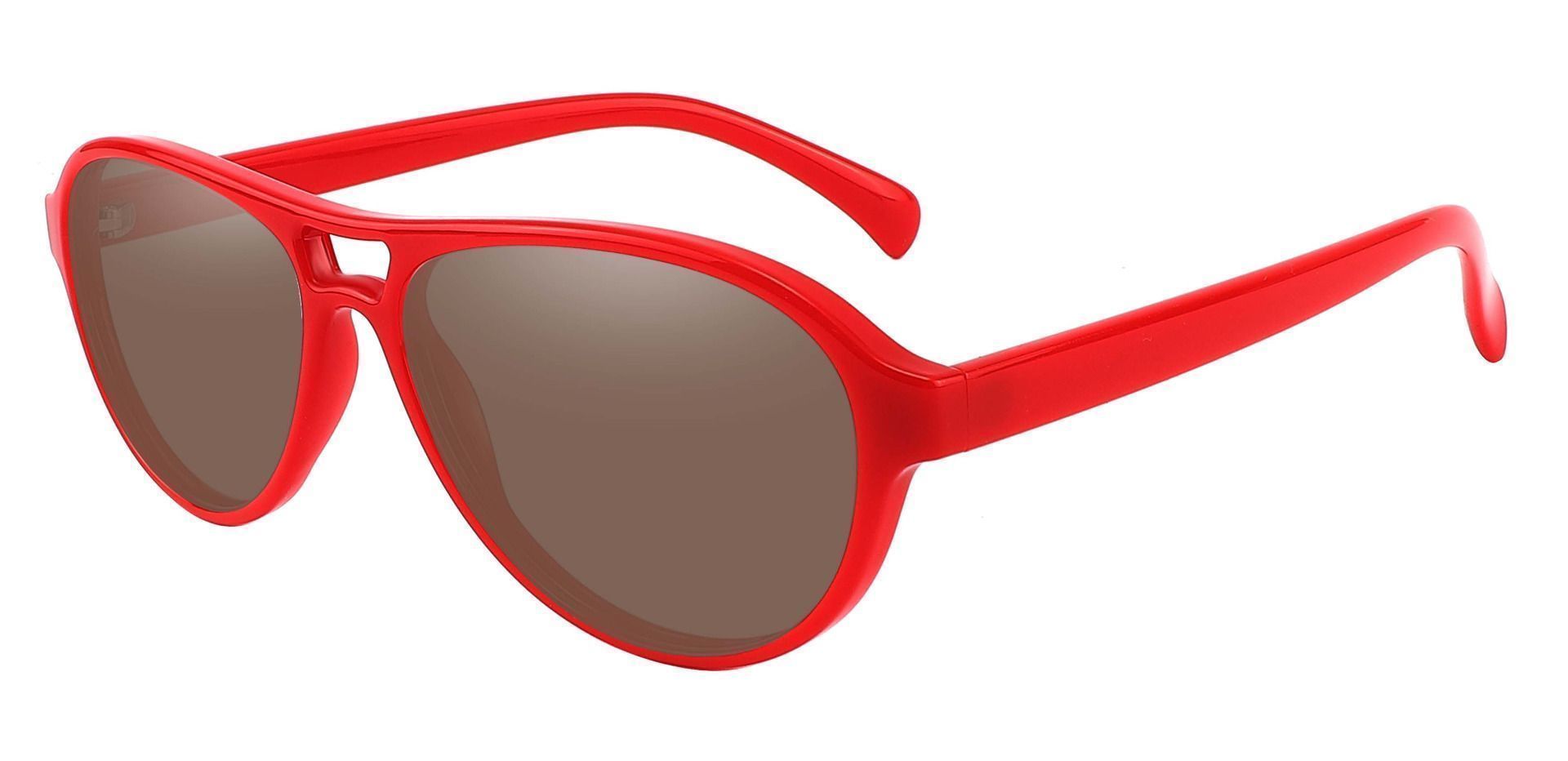 Sosa Aviator Non-Rx Sunglasses - Red Frame With Brown Lenses