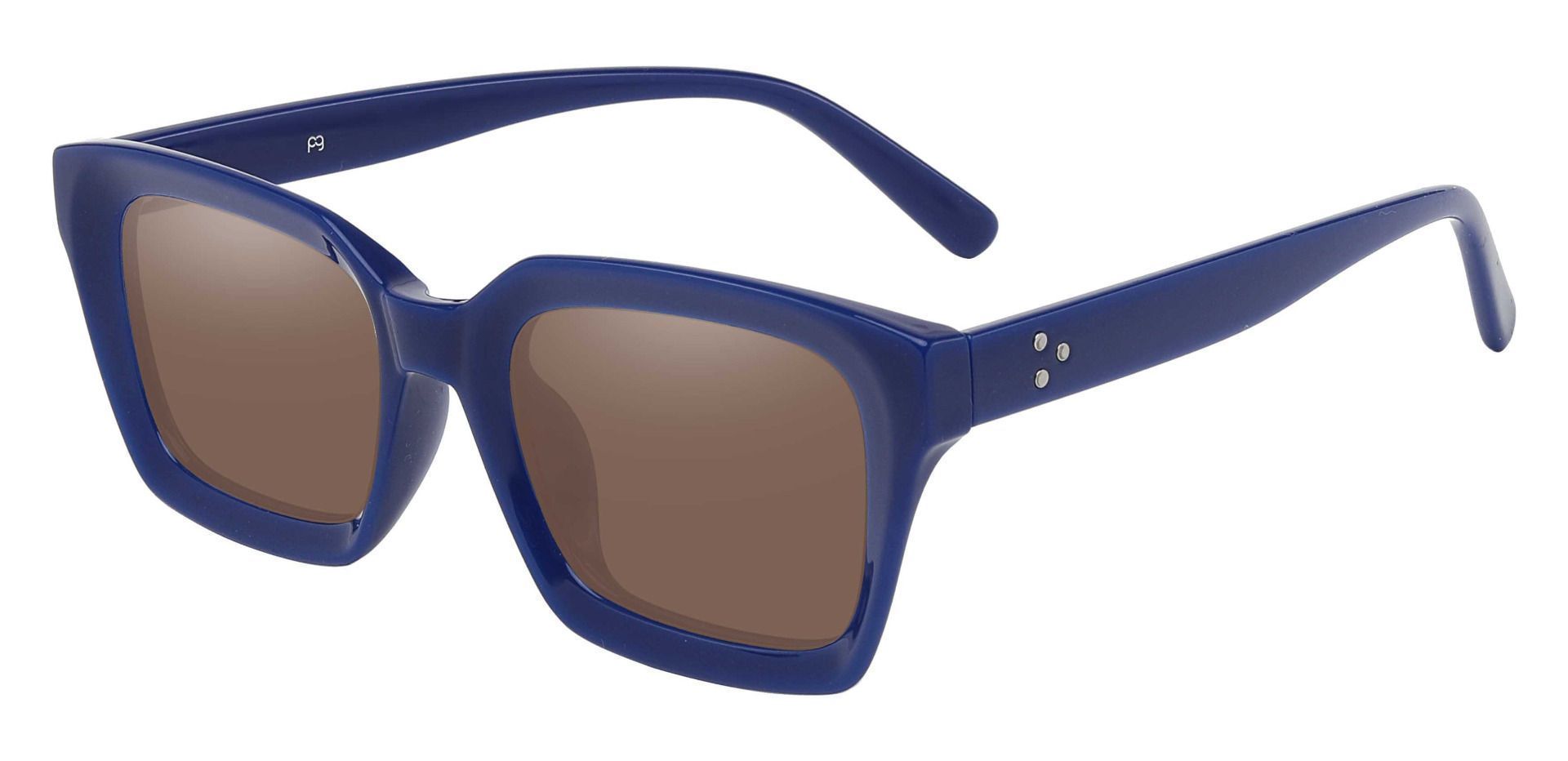Unity Rectangle Prescription Sunglasses - Blue Frame With Brown Lenses