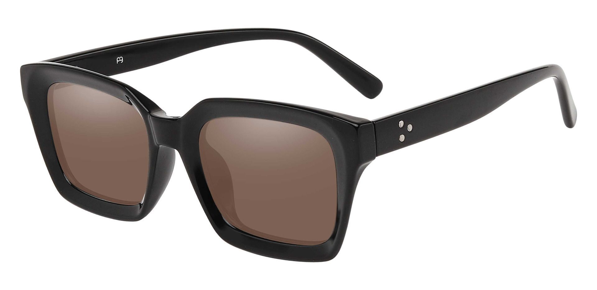 Unity Rectangle Non-Rx Sunglasses - Black Frame With Brown Lenses