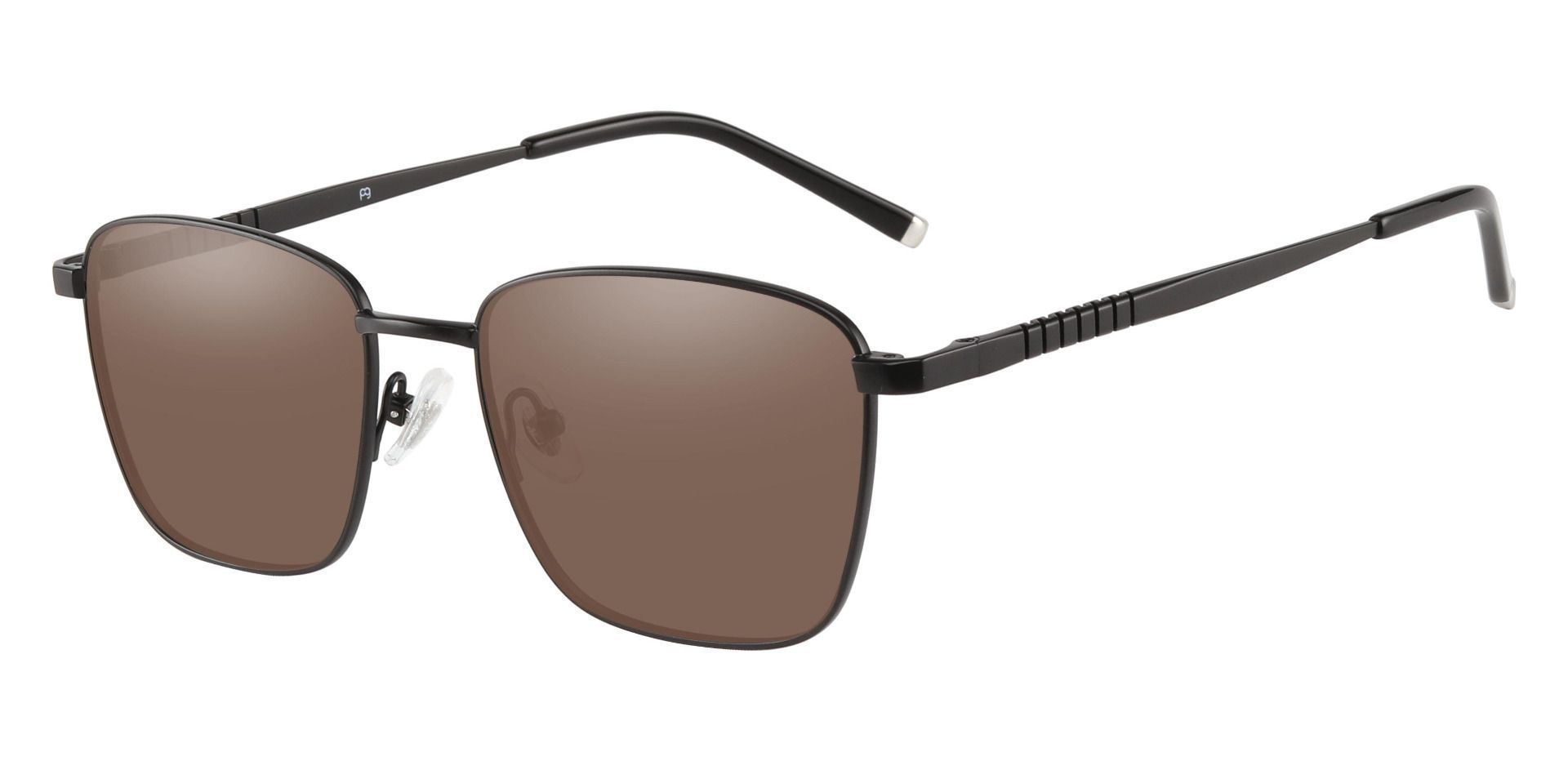 May Square Prescription Sunglasses - Black Frame With Brown Lenses
