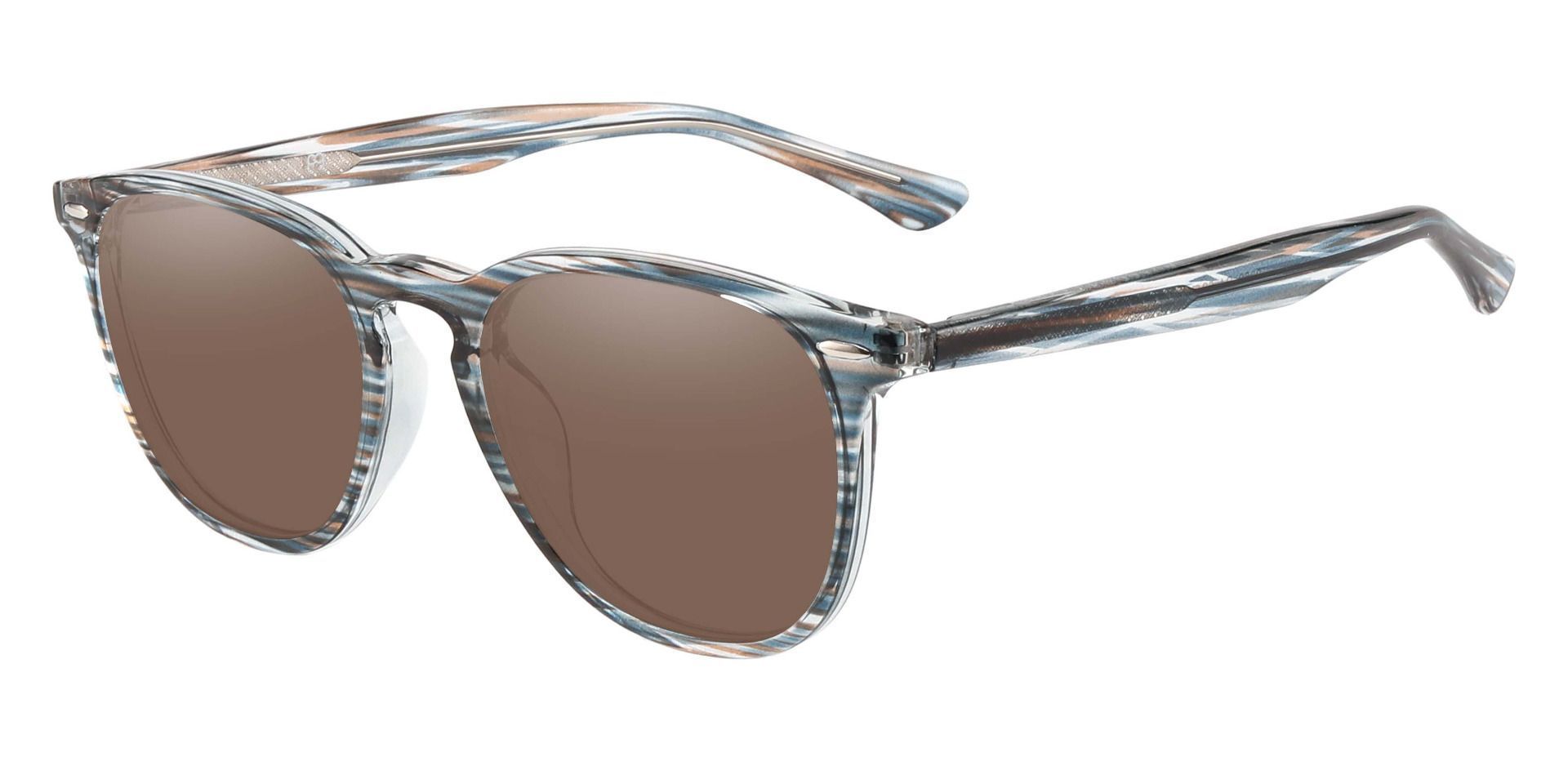 Sycamore Oval Prescription Sunglasses - Blue Frame With Brown Lenses