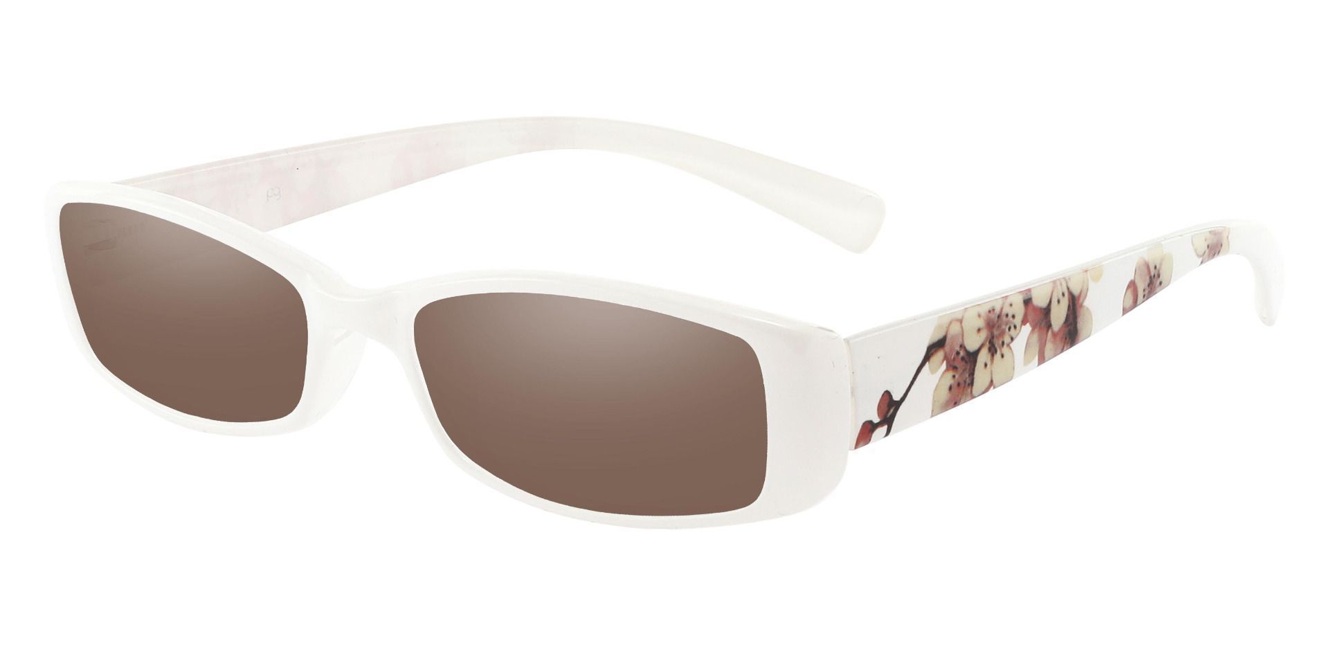 Medora Rectangle Reading Sunglasses - White Frame With Brown Lenses
