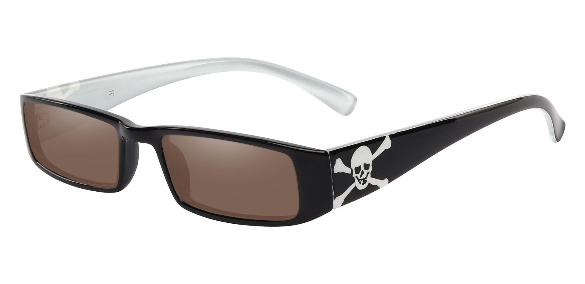 Buccaneer Rectangle Single Vision Sunglasses - Black Frame With Brown Lenses
