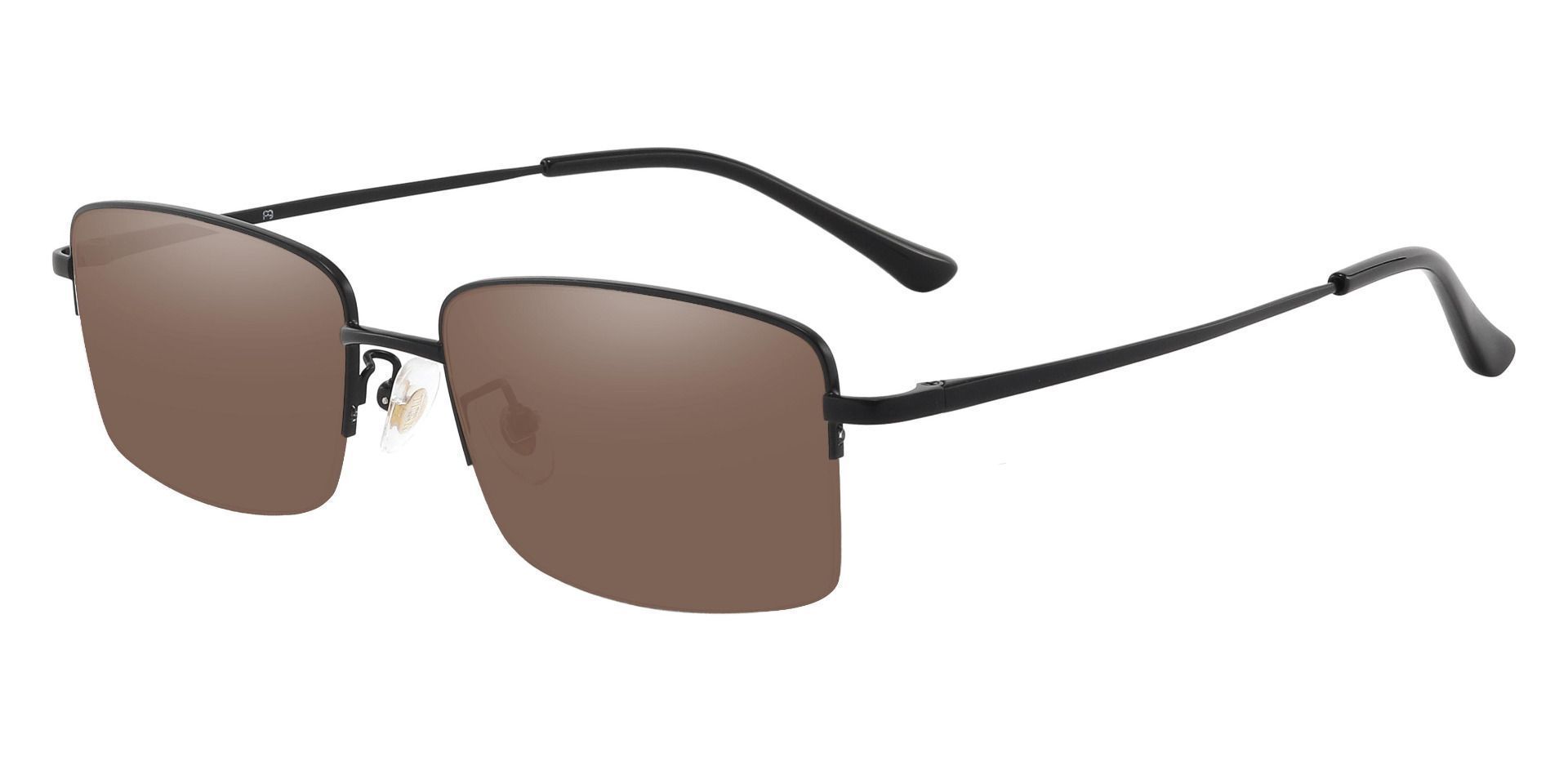 Bellmont Rectangle Progressive Sunglasses - Black Frame With Brown Lenses