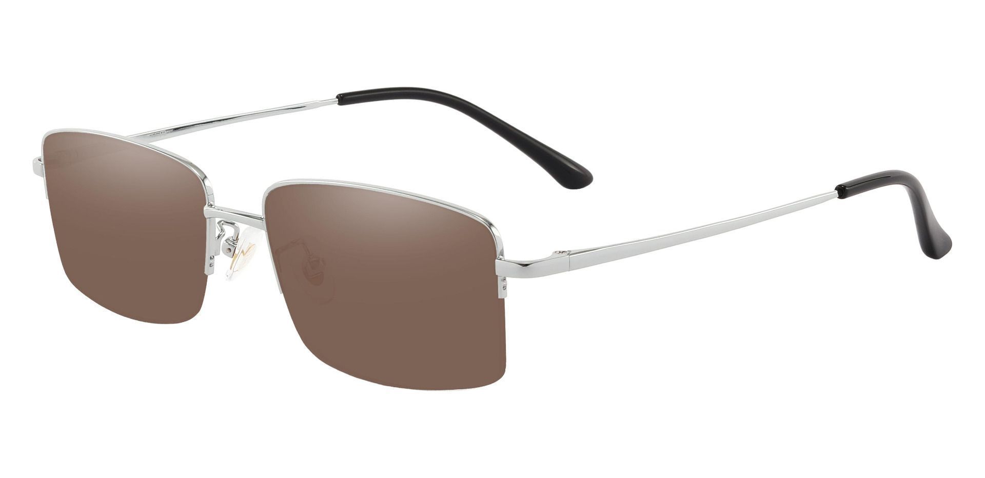 Bellmont Rectangle Non-Rx Sunglasses - Silver Frame With Brown Lenses