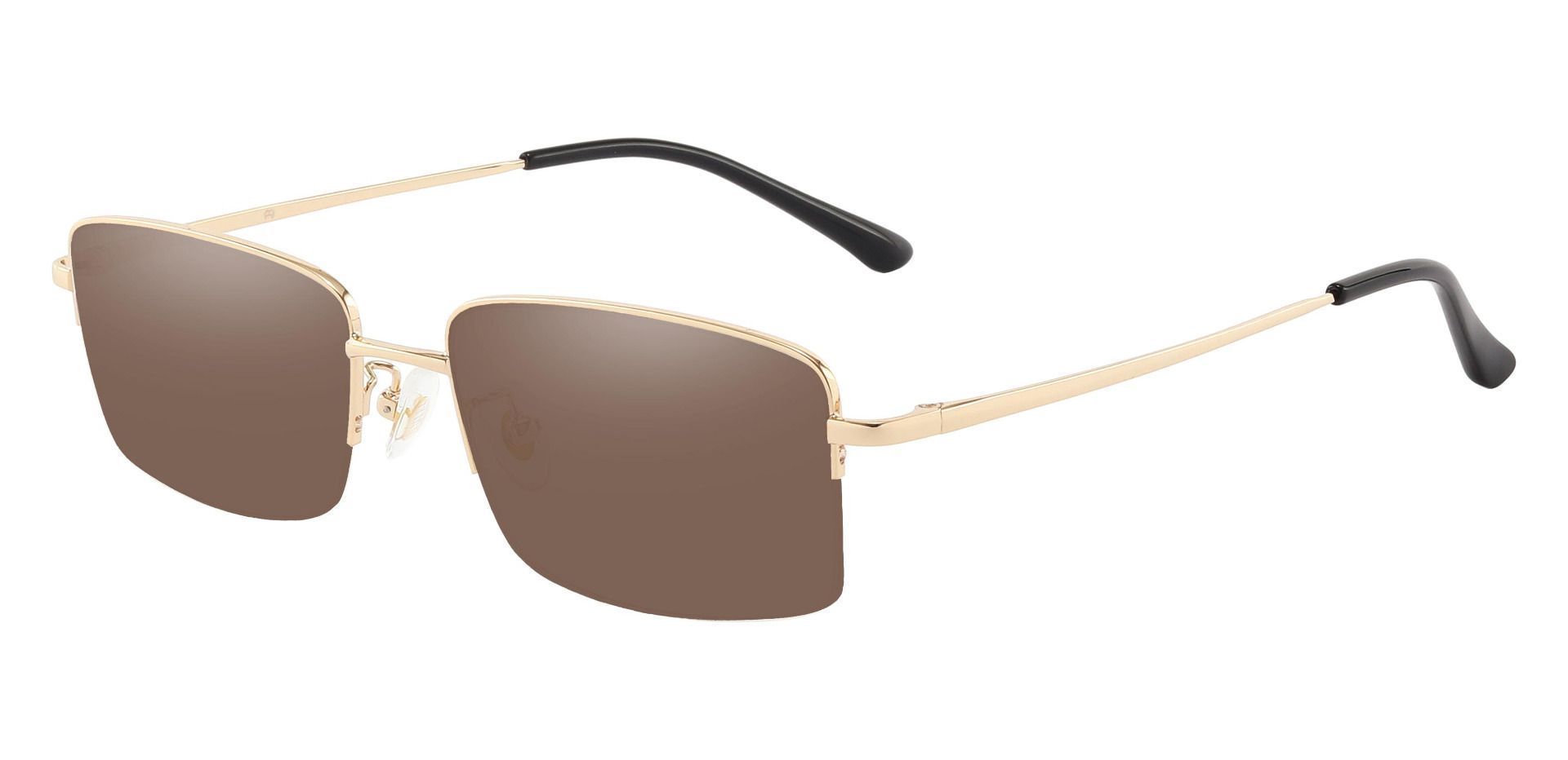 Bellmont Rectangle Reading Sunglasses - Gold Frame With Brown Lenses