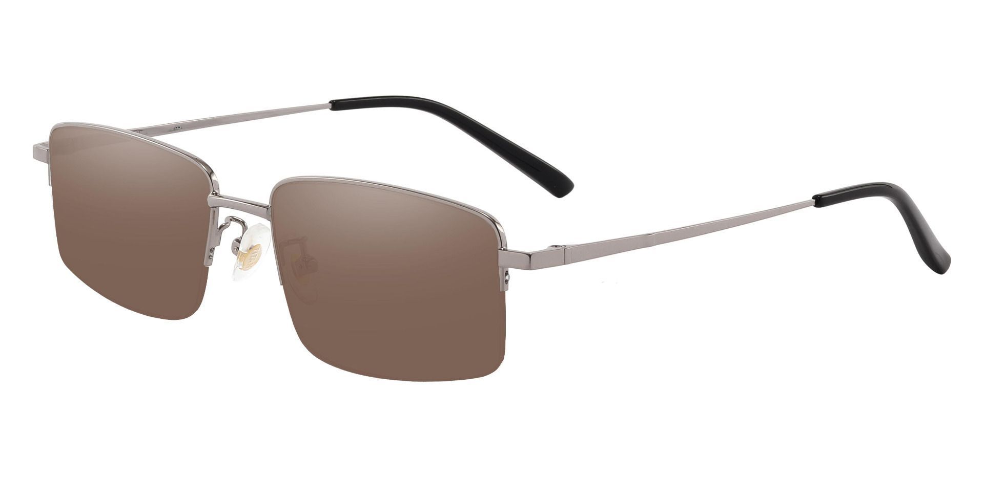 Wayne Rectangle Progressive Sunglasses - Gray Frame With Brown Lenses