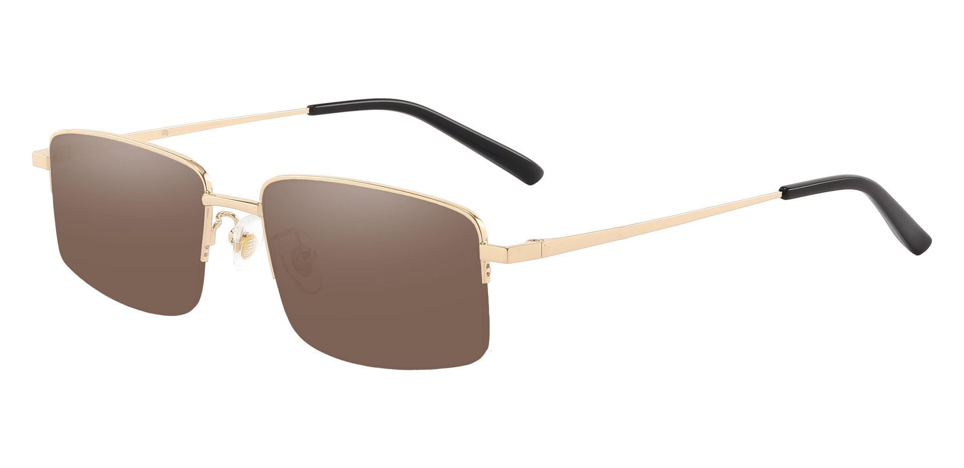 Wayne Rectangle Prescription Sunglasses - Gold Frame With Brown Lenses