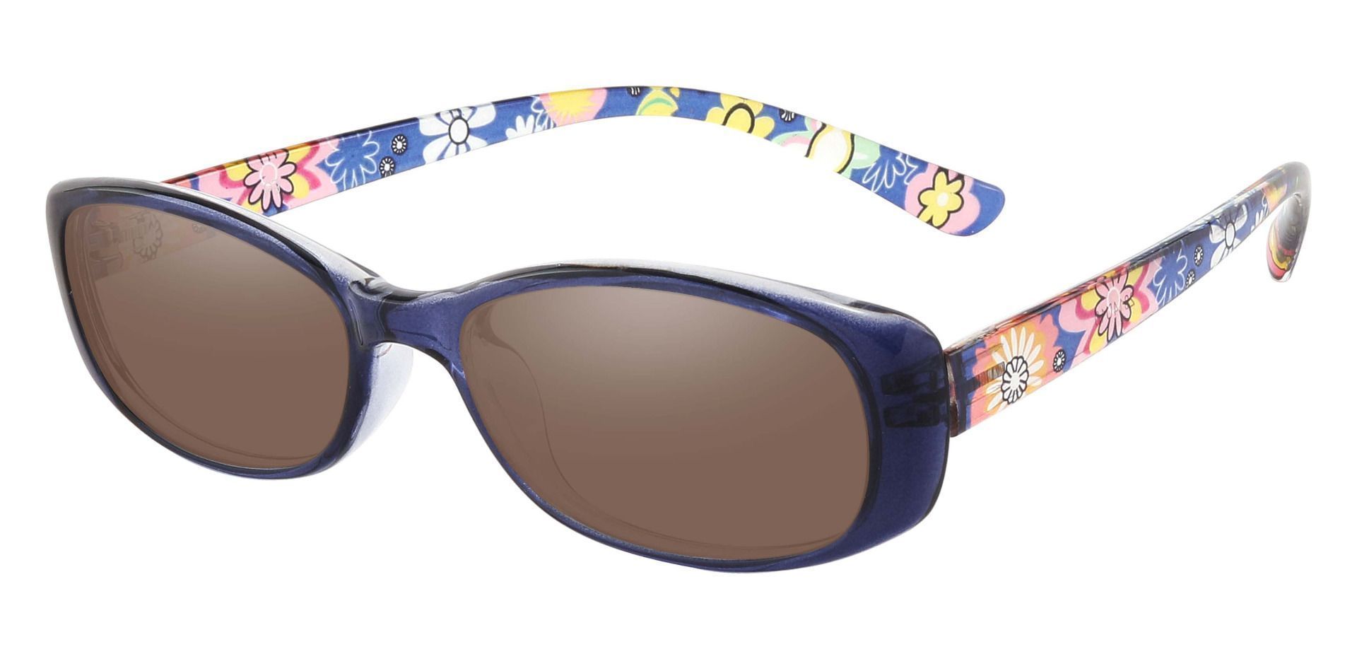 Bethesda Rectangle Progressive Sunglasses - Blue Frame With Brown Lenses