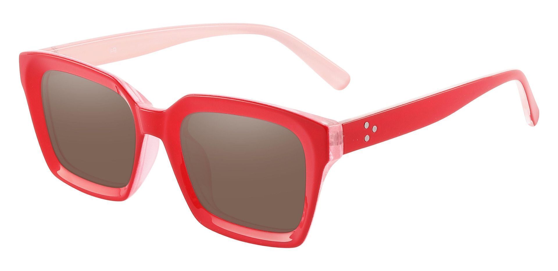 Unity Rectangle Non-Rx Sunglasses - Red Frame With Brown Lenses