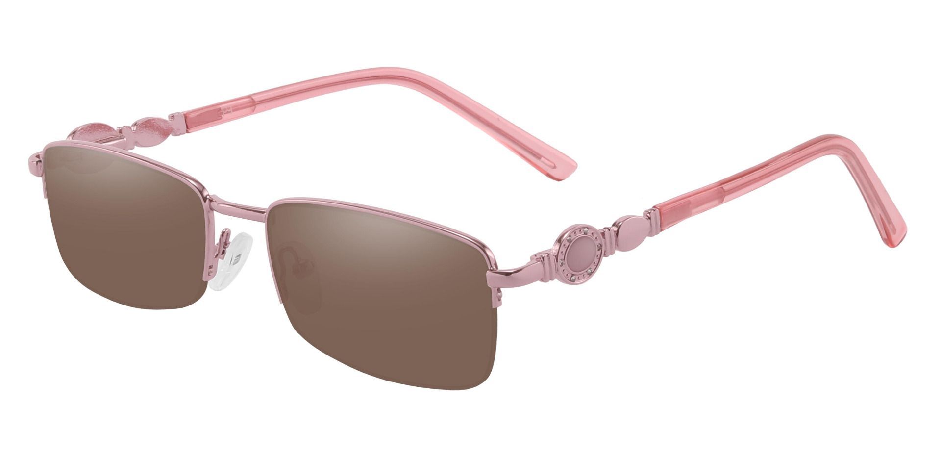 Crowley Rectangle Lined Bifocal Sunglasses - Pink Frame With Brown Lenses