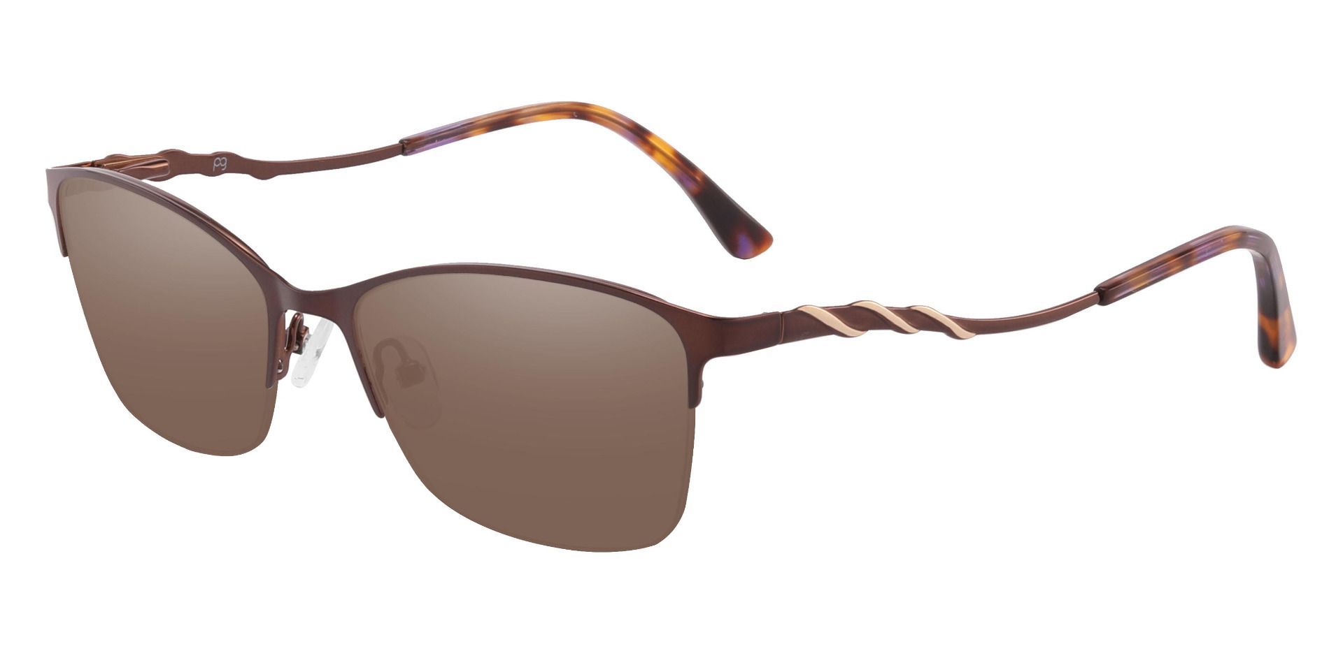 Milan Browline Non-Rx Sunglasses - Brown Frame With Brown Lenses