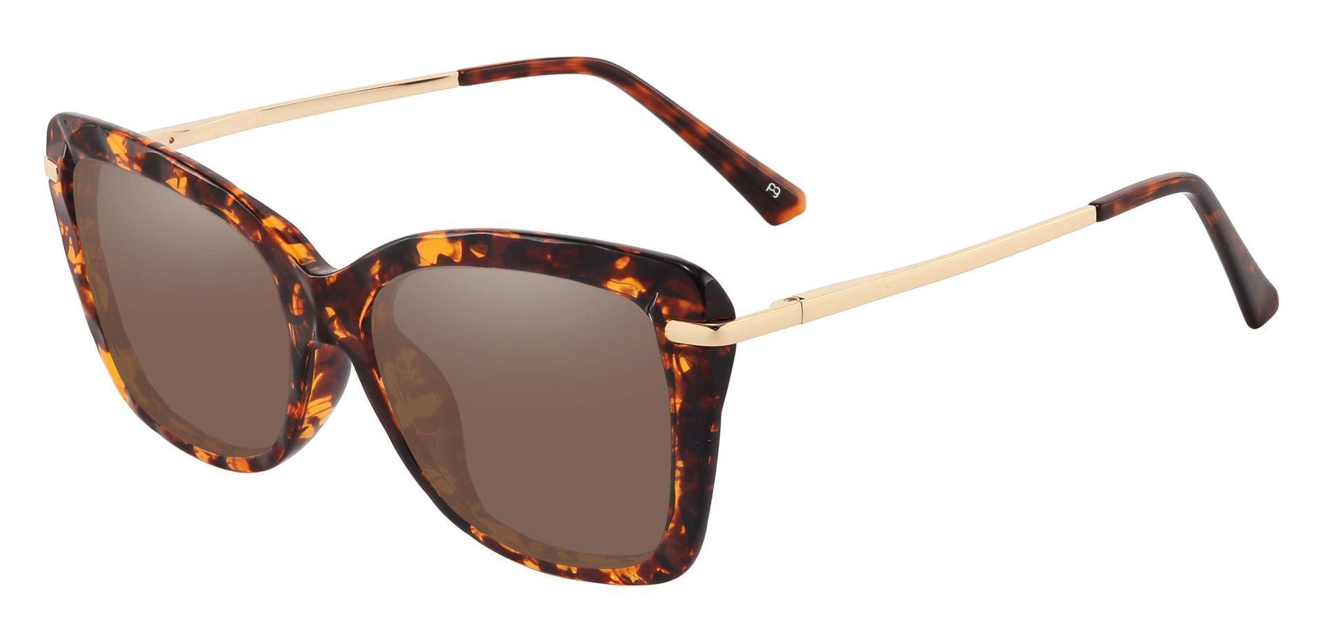 Shoshanna Rectangle Progressive Sunglasses - Tortoise Frame With Brown Lenses