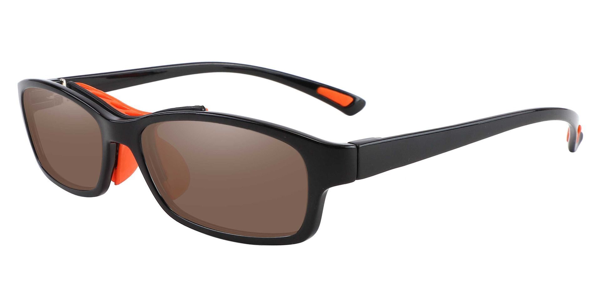 Glynn Rectangle Prescription Sunglasses - Black Frame With Brown Lenses