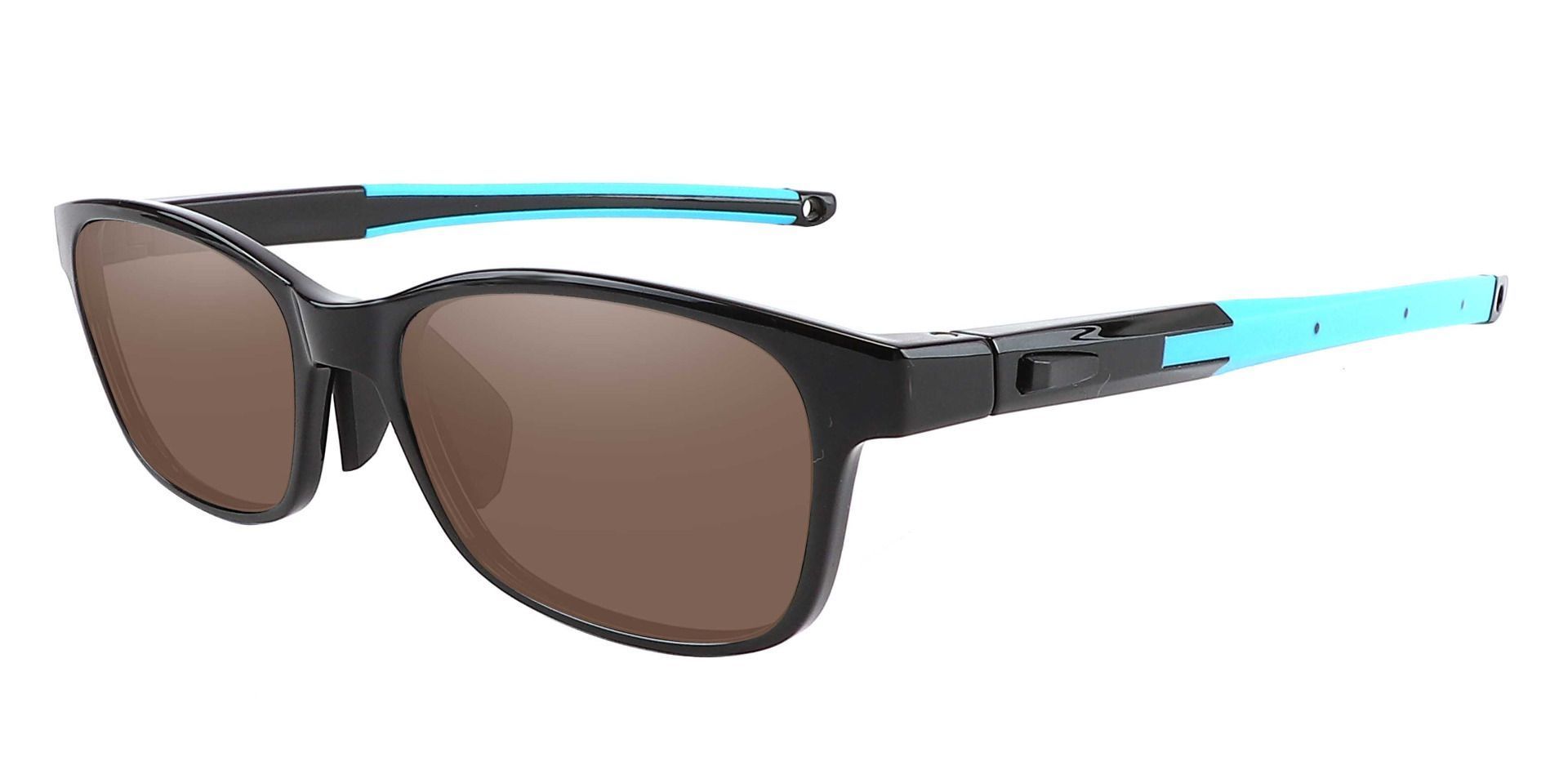 Higgins Rectangle Progressive Sunglasses - Black Frame With Brown Lenses