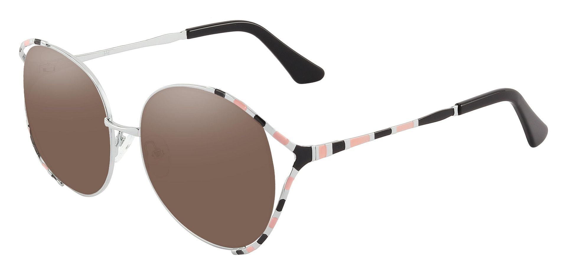 Dorothy Oval Non-Rx Sunglasses - Black Frame With Brown Lenses