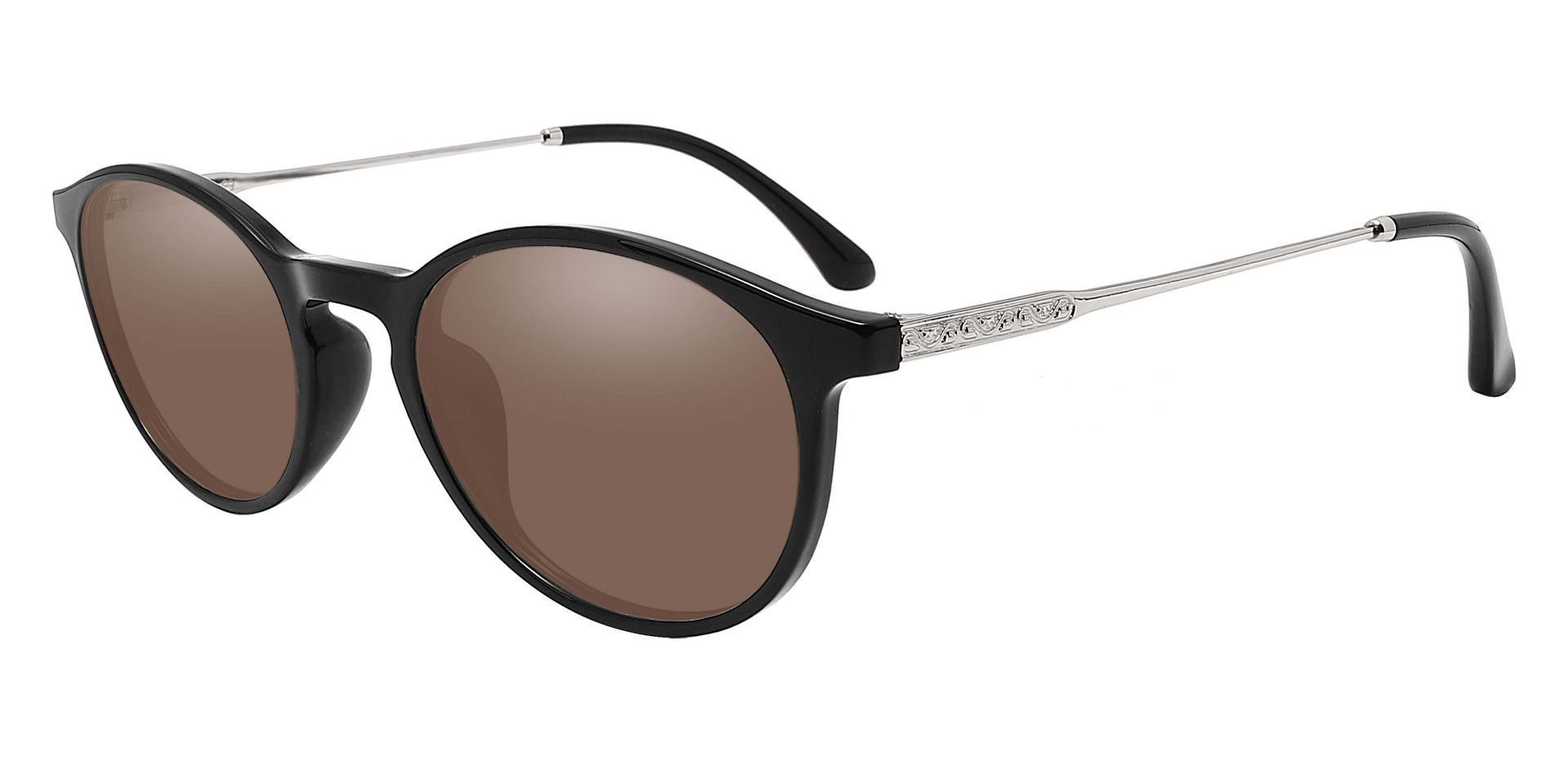 Felton Oval Reading Sunglasses - Black Frame With Brown Lenses