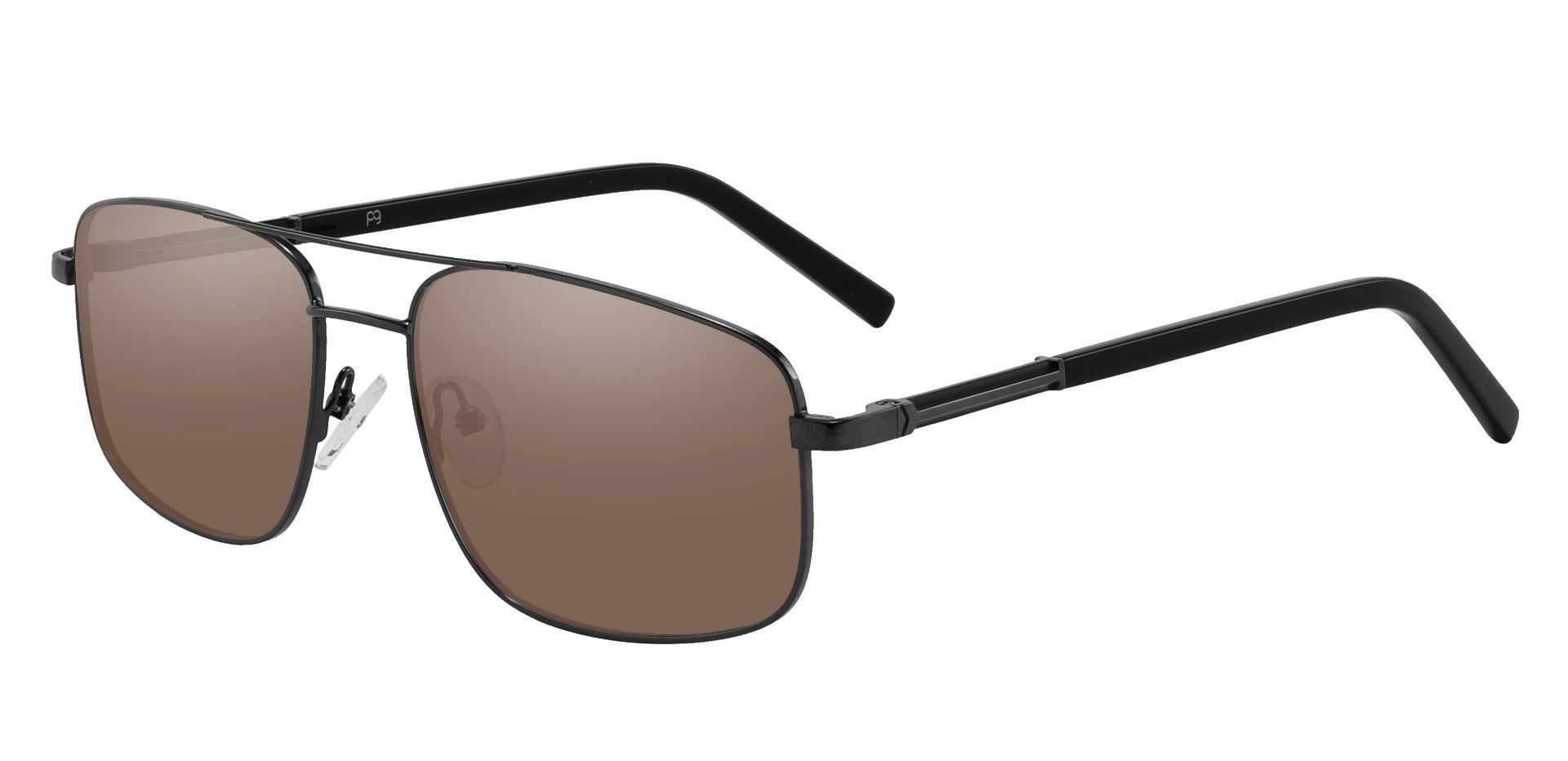Davenport Aviator Non-Rx Sunglasses - Black Frame With Brown Lenses