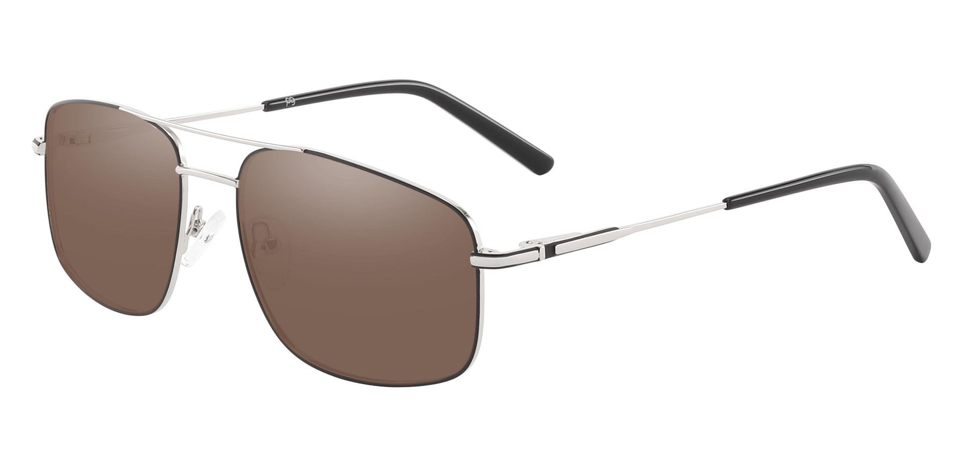 Turner Aviator Reading Sunglasses - Silver Frame With Brown Lenses