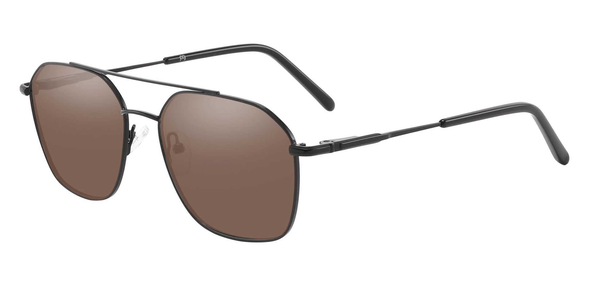 Harvey Aviator Reading Sunglasses - Black Frame With Brown Lenses