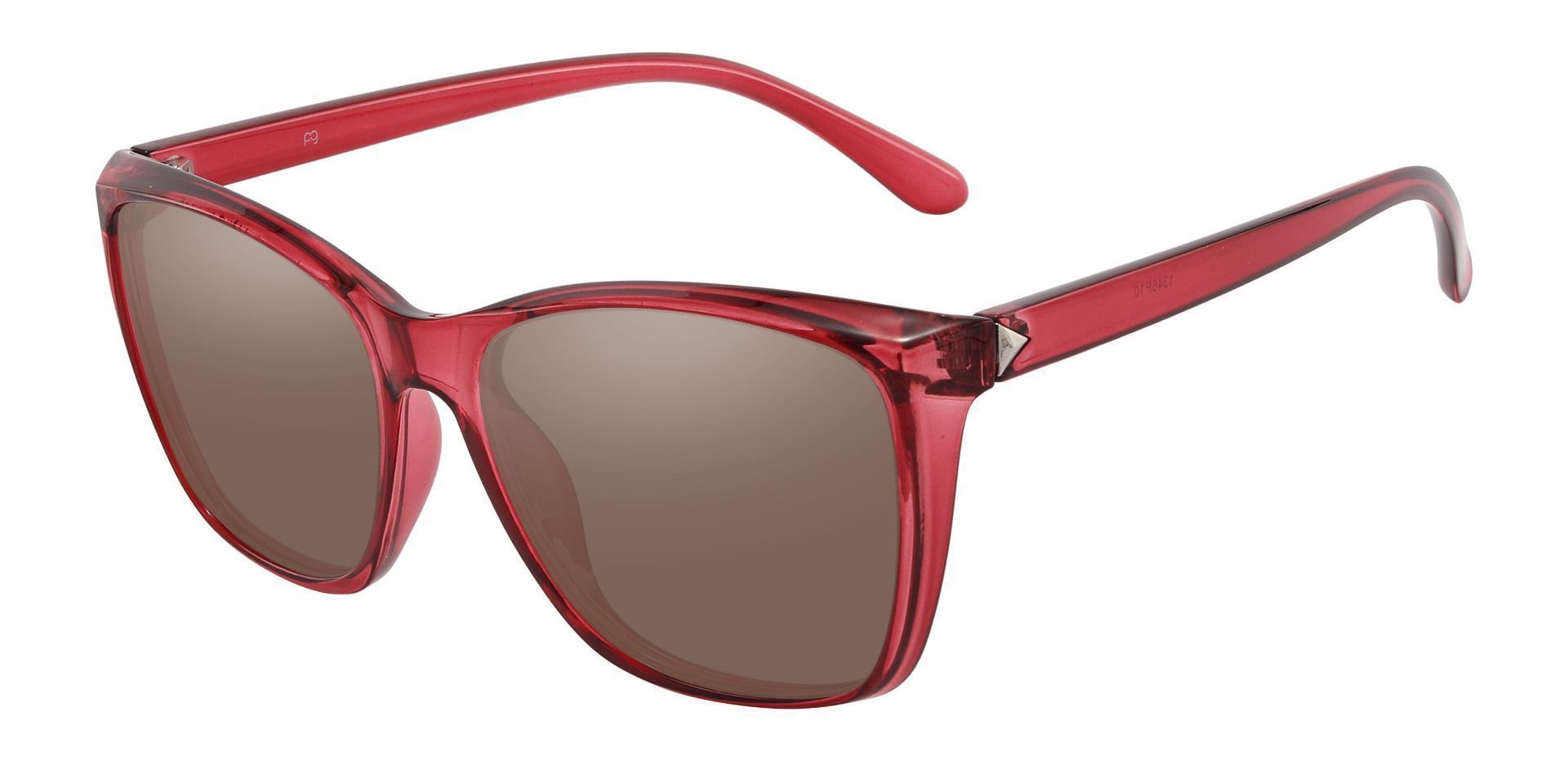 Taryn Square Prescription Sunglasses - Red Frame With Brown Lenses