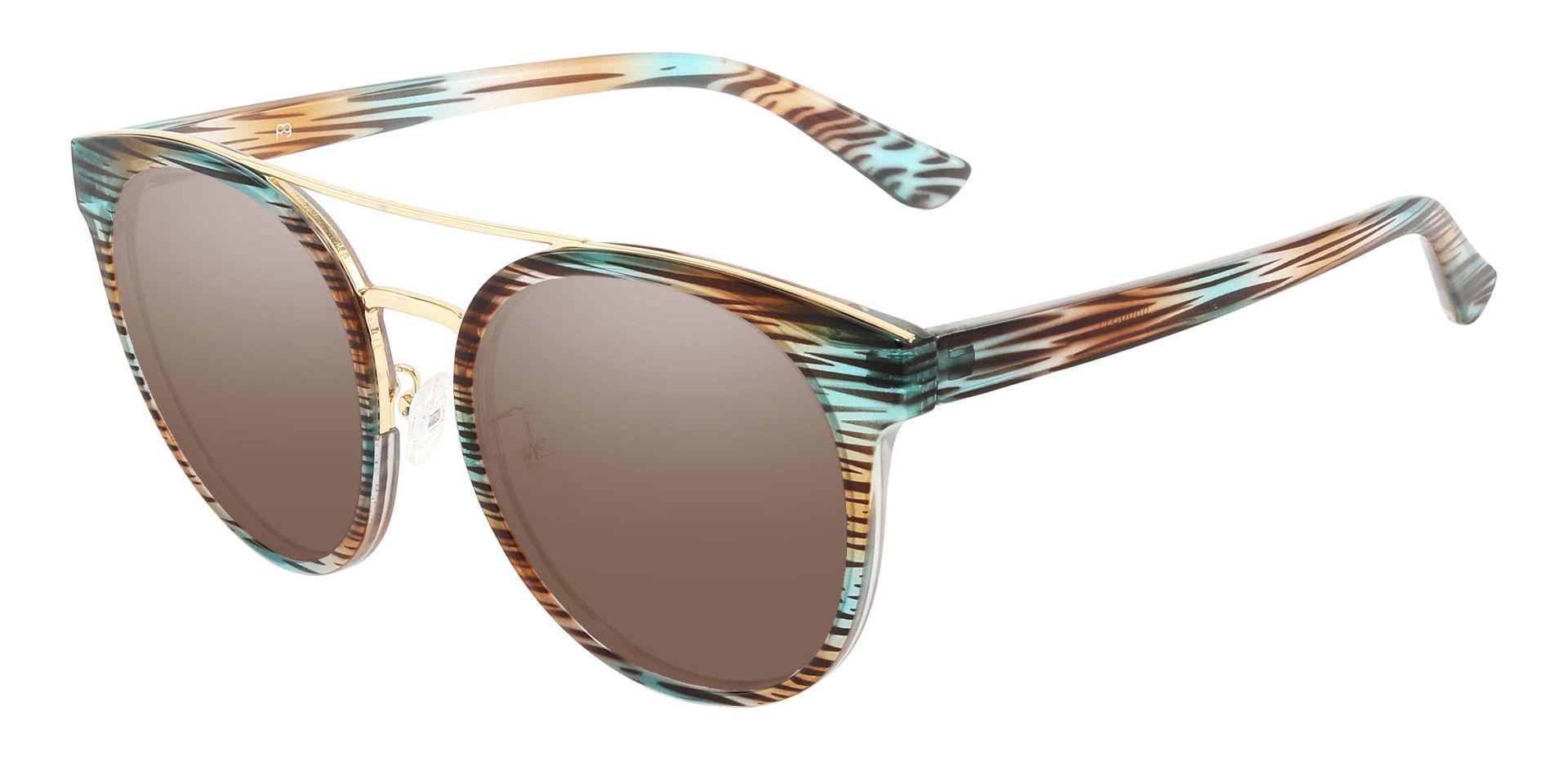 Oasis Aviator Prescription Sunglasses - Striped Frame With Brown Lenses