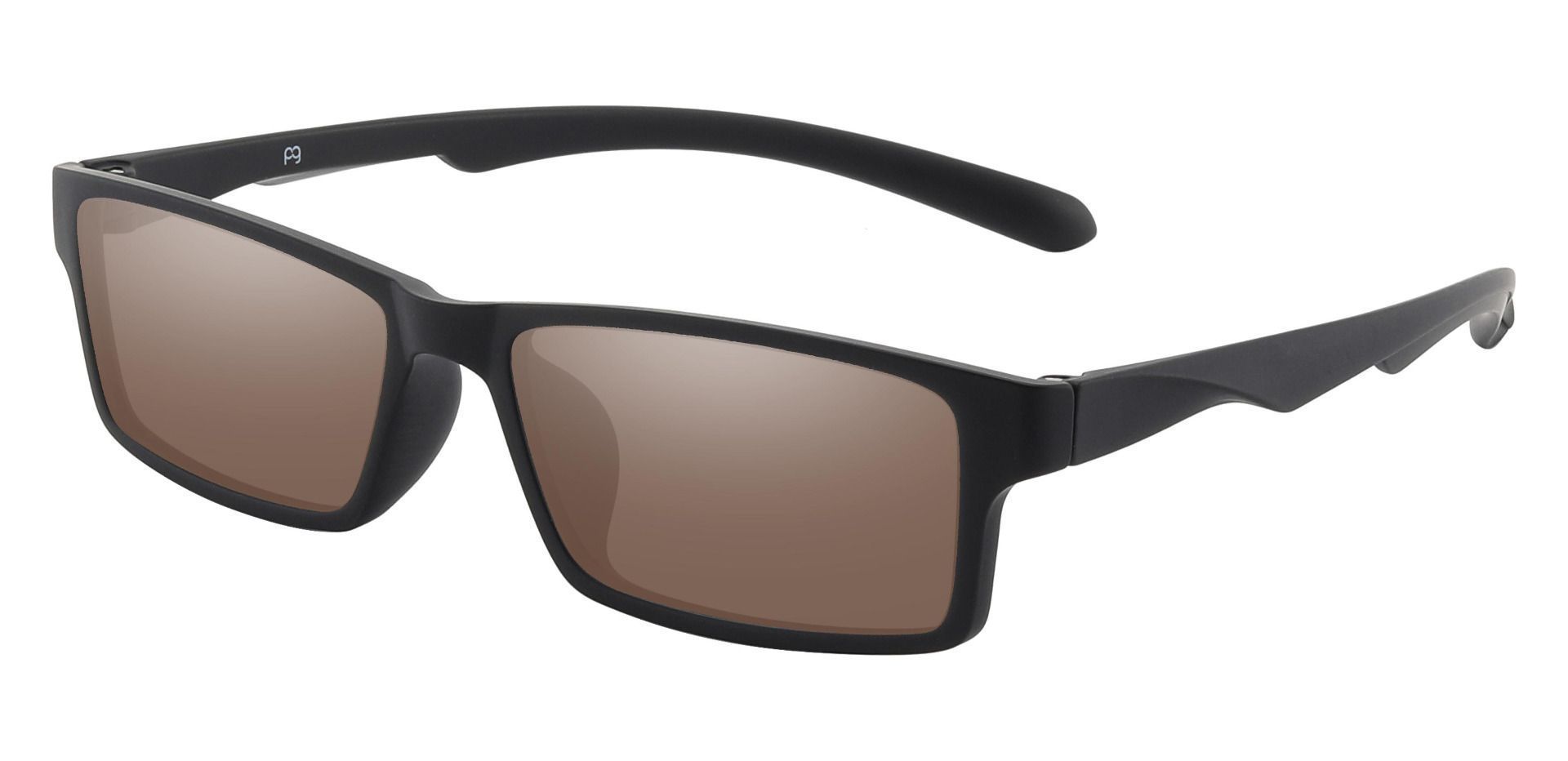 Walsh Rectangle Reading Sunglasses - Black Frame With Brown Lenses