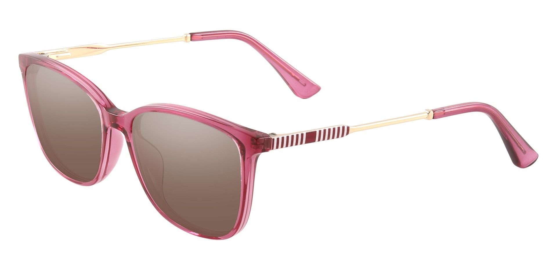 Miami Rectangle Progressive Sunglasses - Purple Frame With Brown Lenses